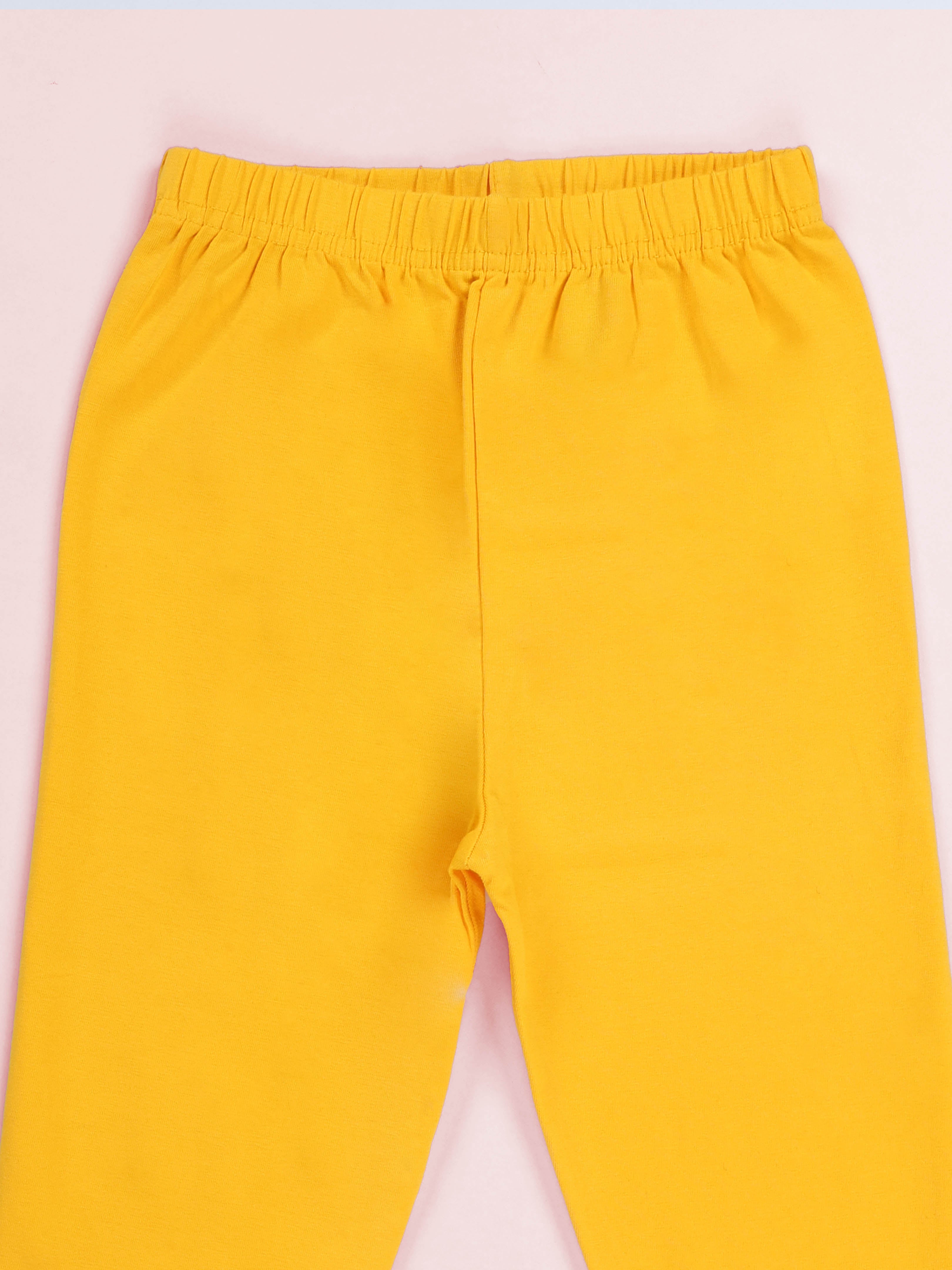 Kiddopanti Girls Cotton Spandex Self Design Solid Legging