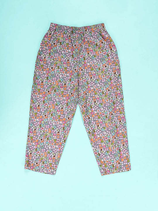 KiddoPanti Girls 100% Cotton Flower Petals All-Over Printed Pyjama