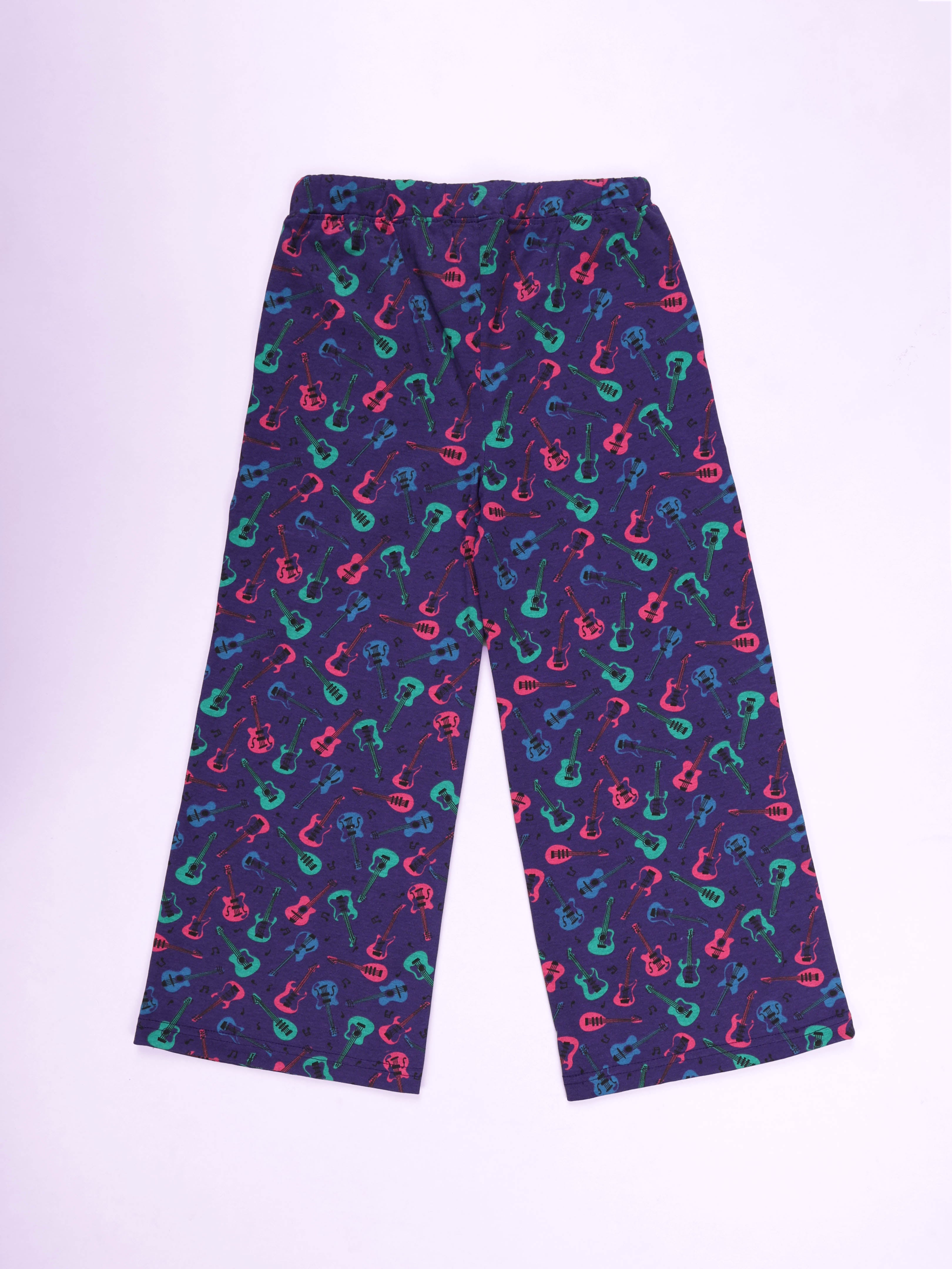 KiddoPanti Girls 100% Cotton AOP Printed Pyjama With Elasticated Waist Band and Drawcord