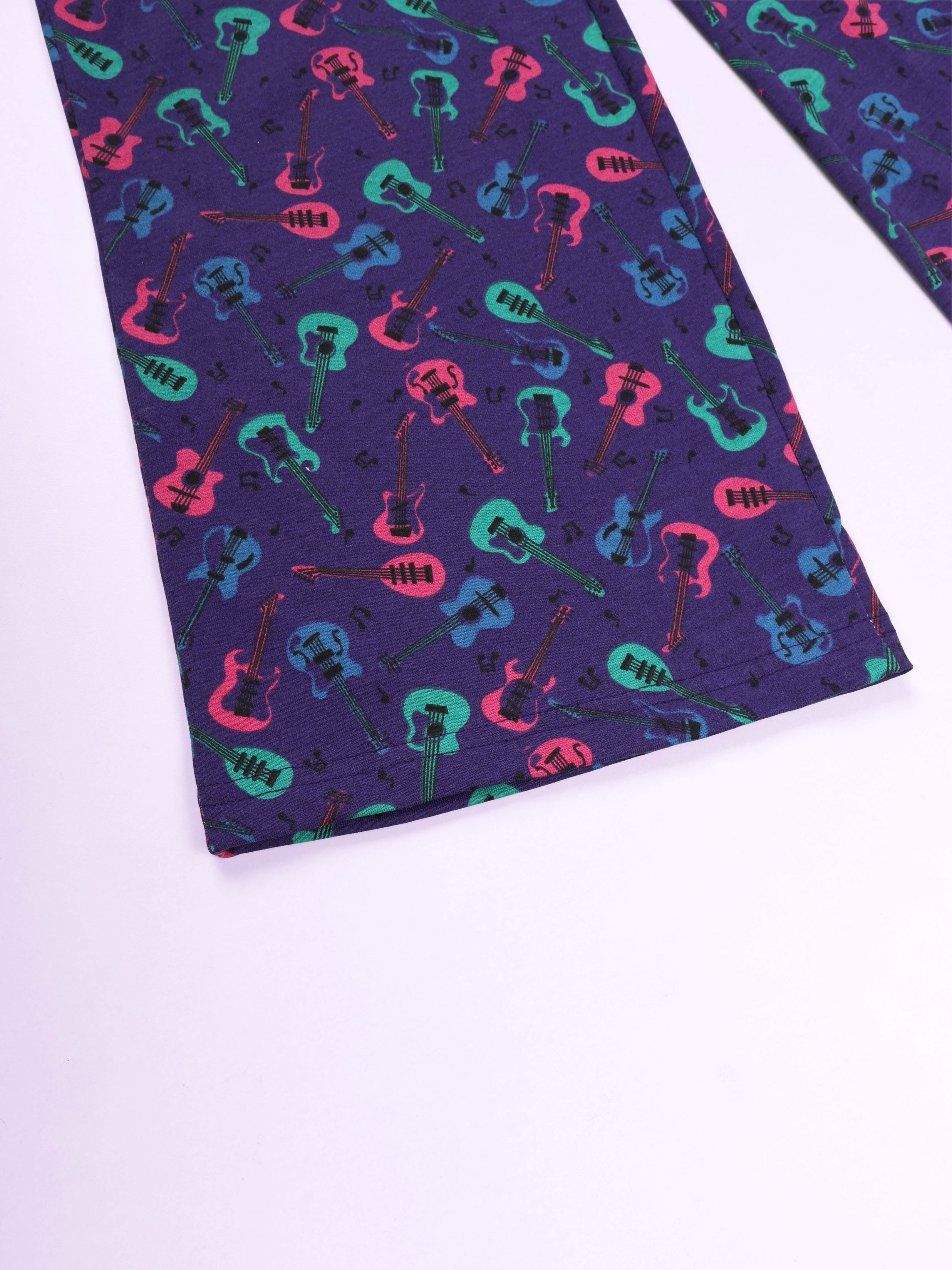 KiddoPanti Girls 100% Cotton AOP Printed Pyjama With Elasticated Waist Band and Drawcord