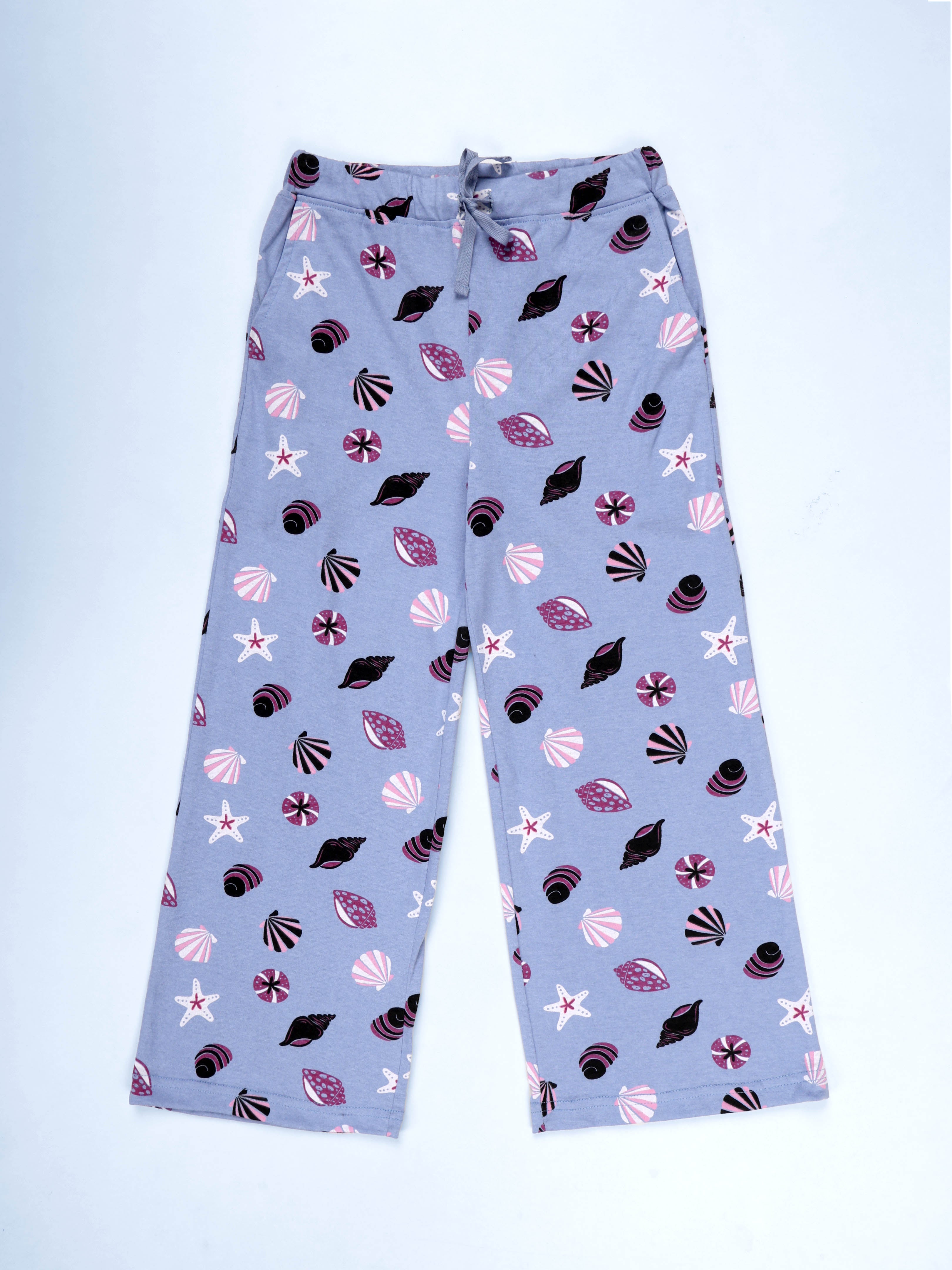 KiddoPanti Girls 100% Cotton AOP Printed Pyjama With Elasticated Waist Band and Drawcord