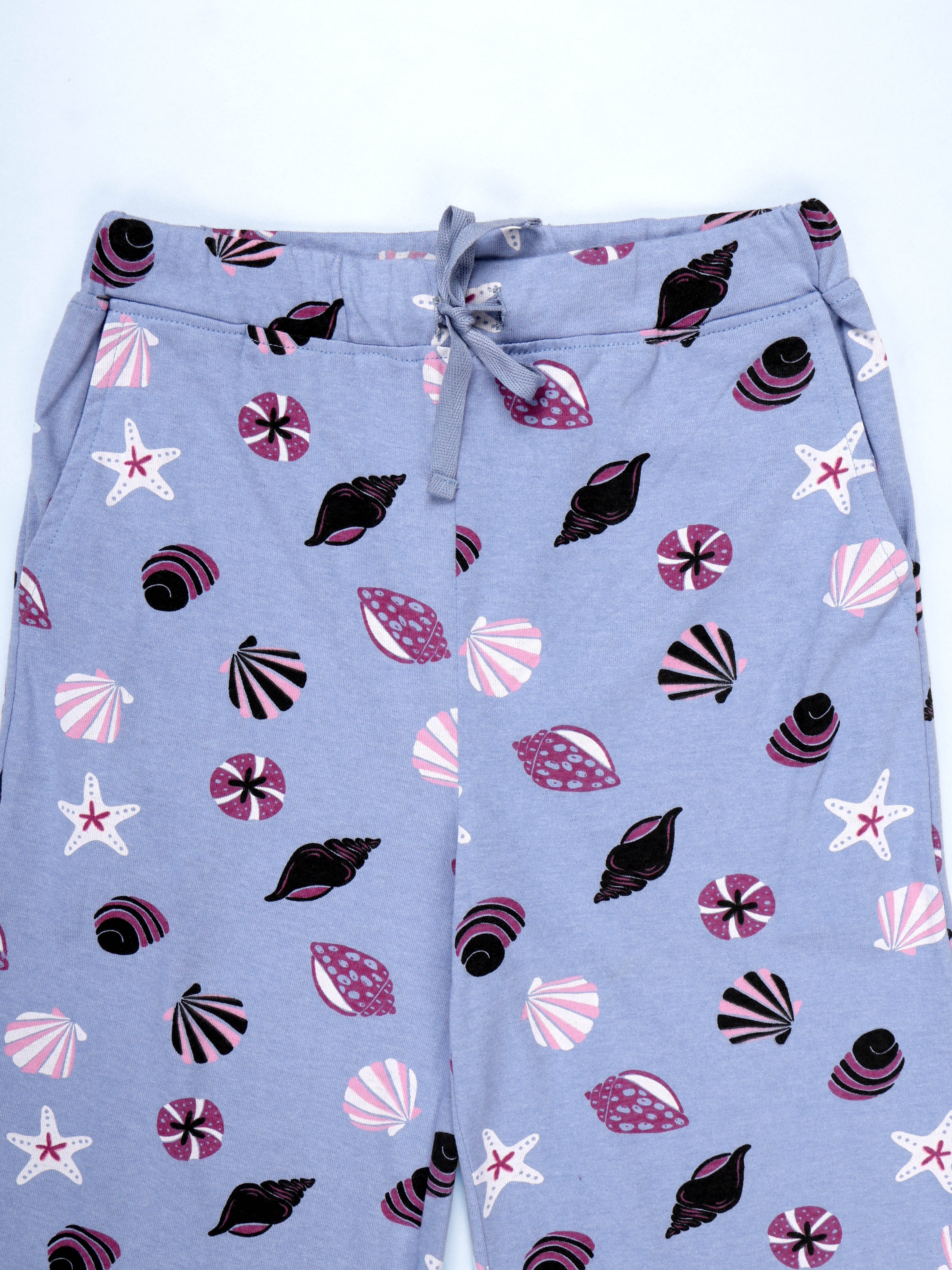 KiddoPanti Girls 100% Cotton AOP Printed Pyjama With Elasticated Waist Band and Drawcord