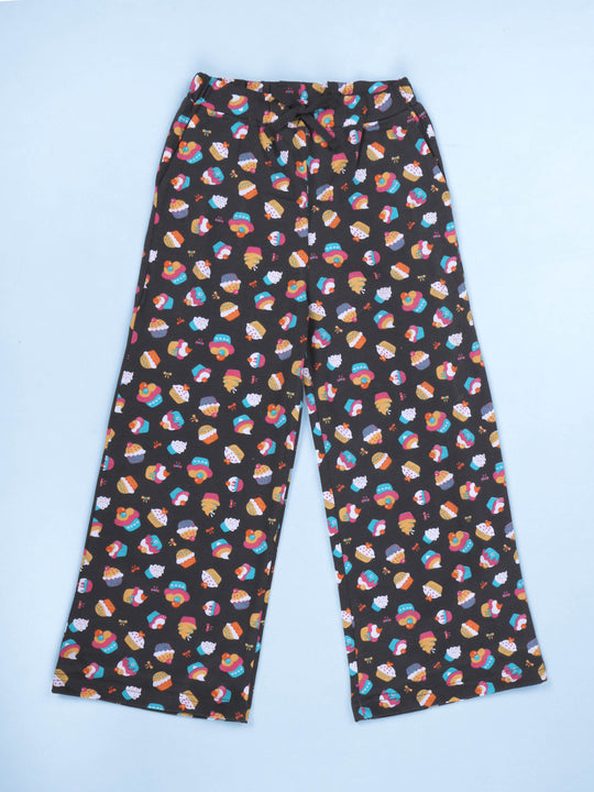 Kiddopanti Girls Pure Cotton All Over Printed Pyjama