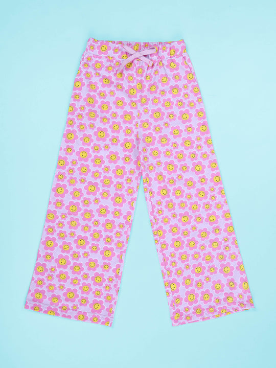 Kiddopanti Girls Pure Cotton All Over Printed Pyjama