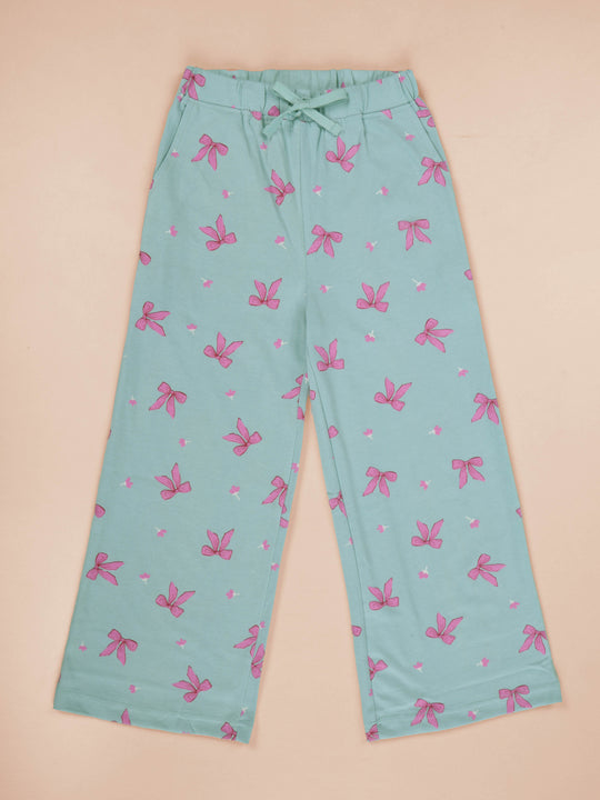 Kiddopanti Girls Pure Cotton All Over Printed Pyjama