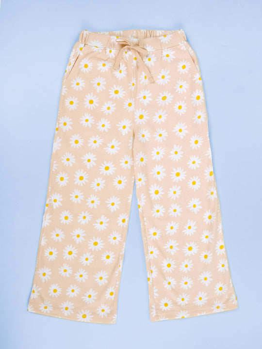 Kiddopanti Girls Pure Cotton All Over Printed Pyjama
