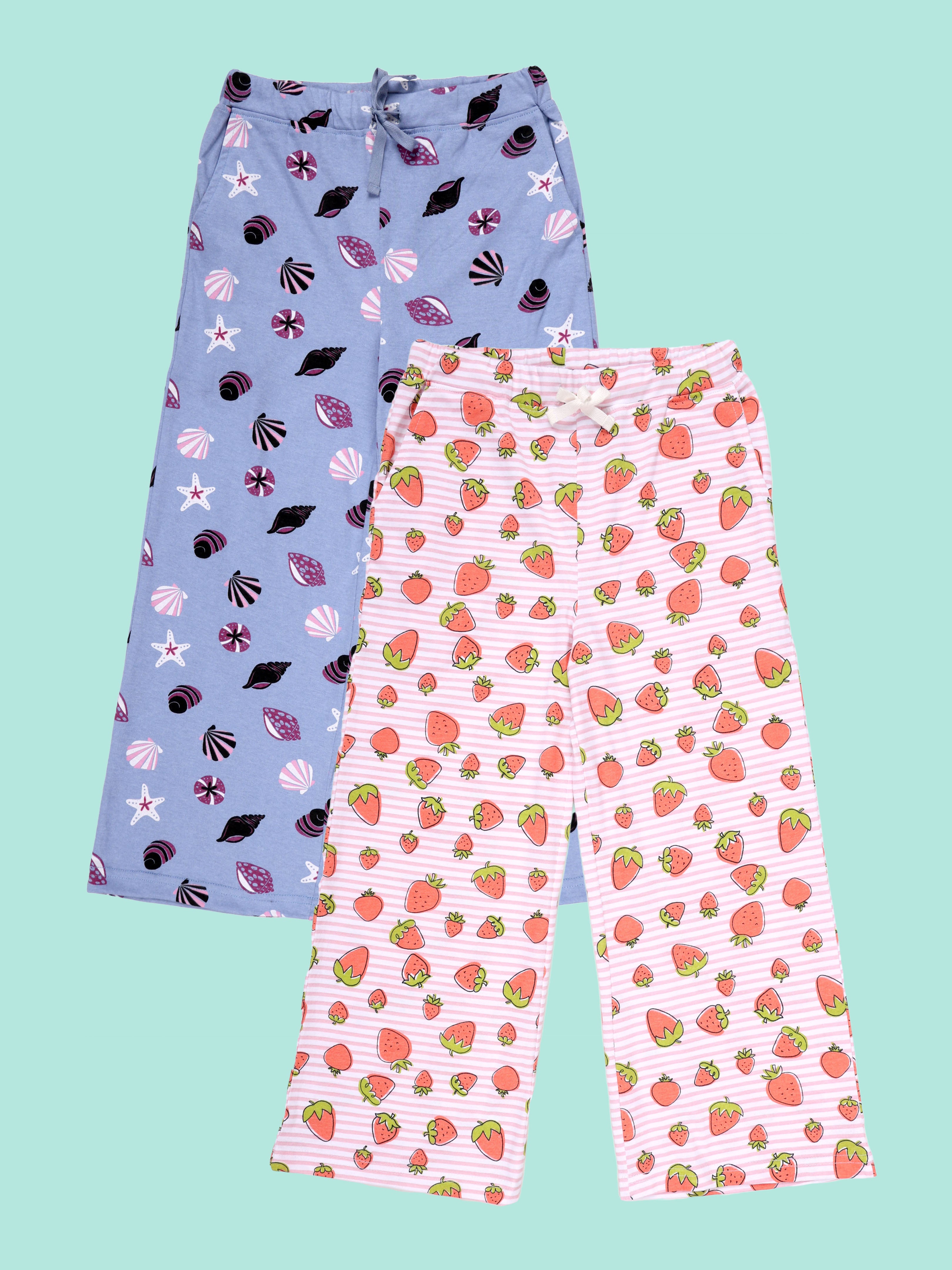 KiddoPanti Girls 100% Cotton  AOP Printed Pyjama Pack of 2