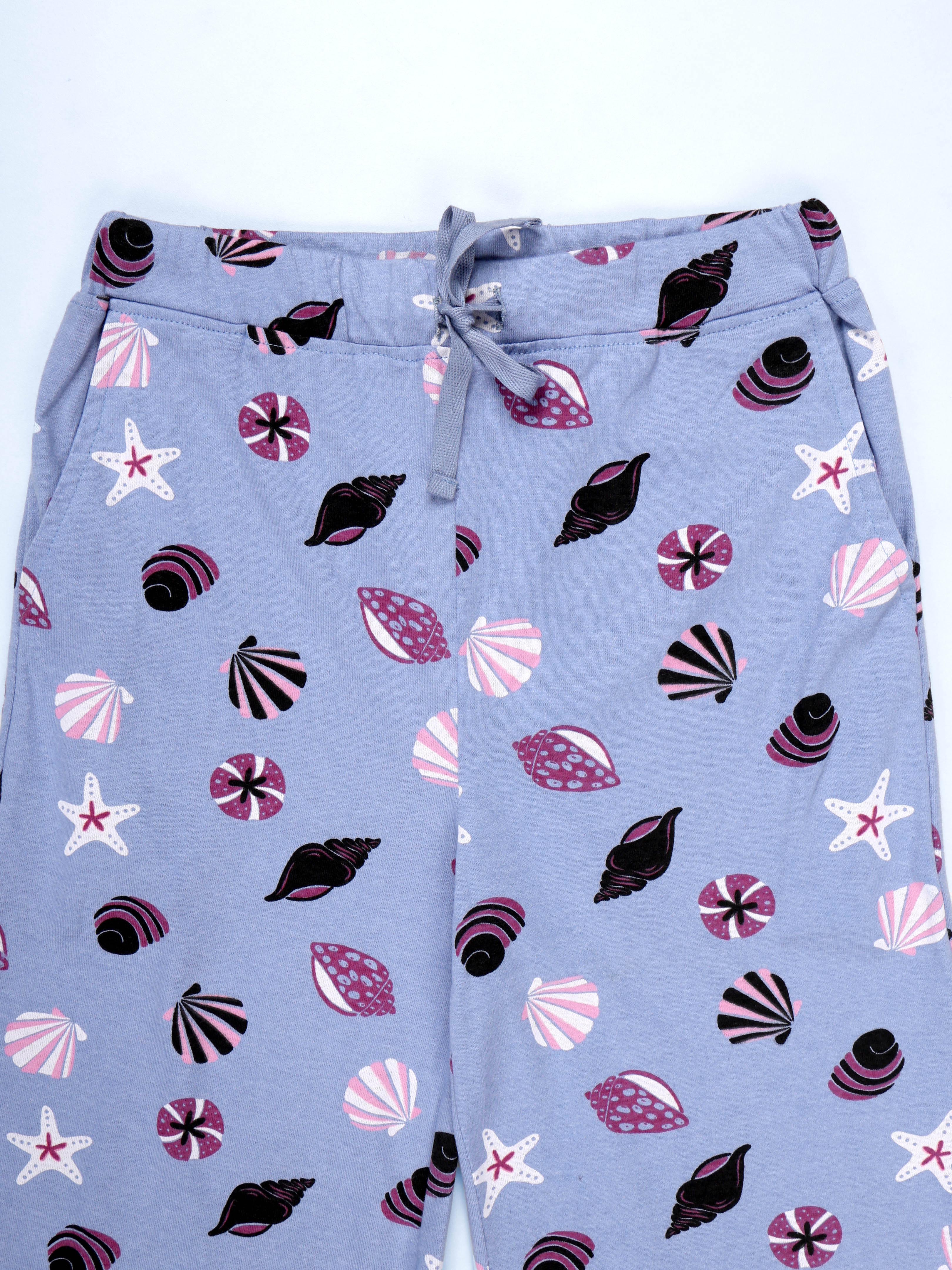 KiddoPanti Girls 100% Cotton  AOP Printed Pyjama Pack of 2