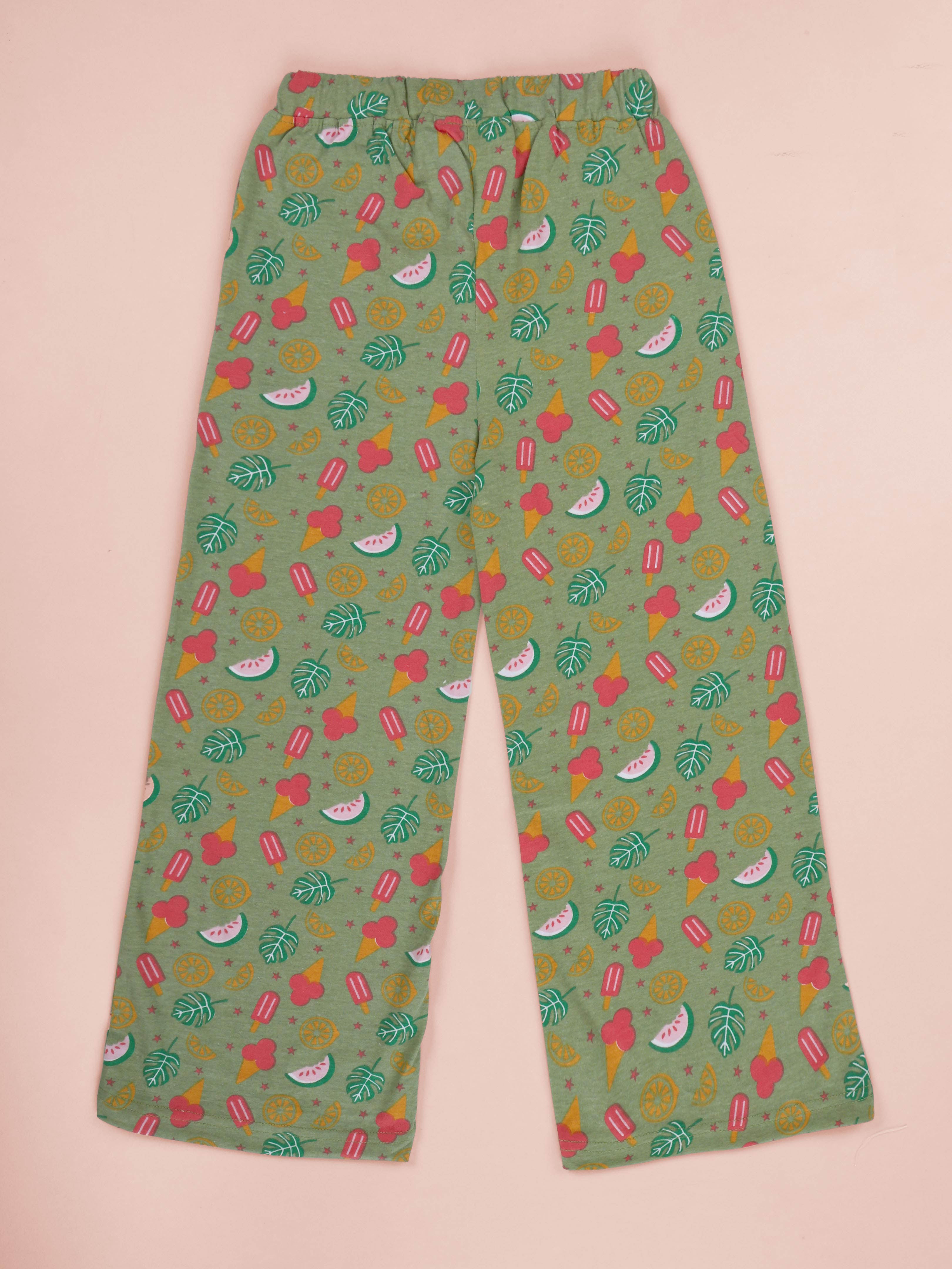 Girls Cotton All over Printed Pyjama Pack of 2