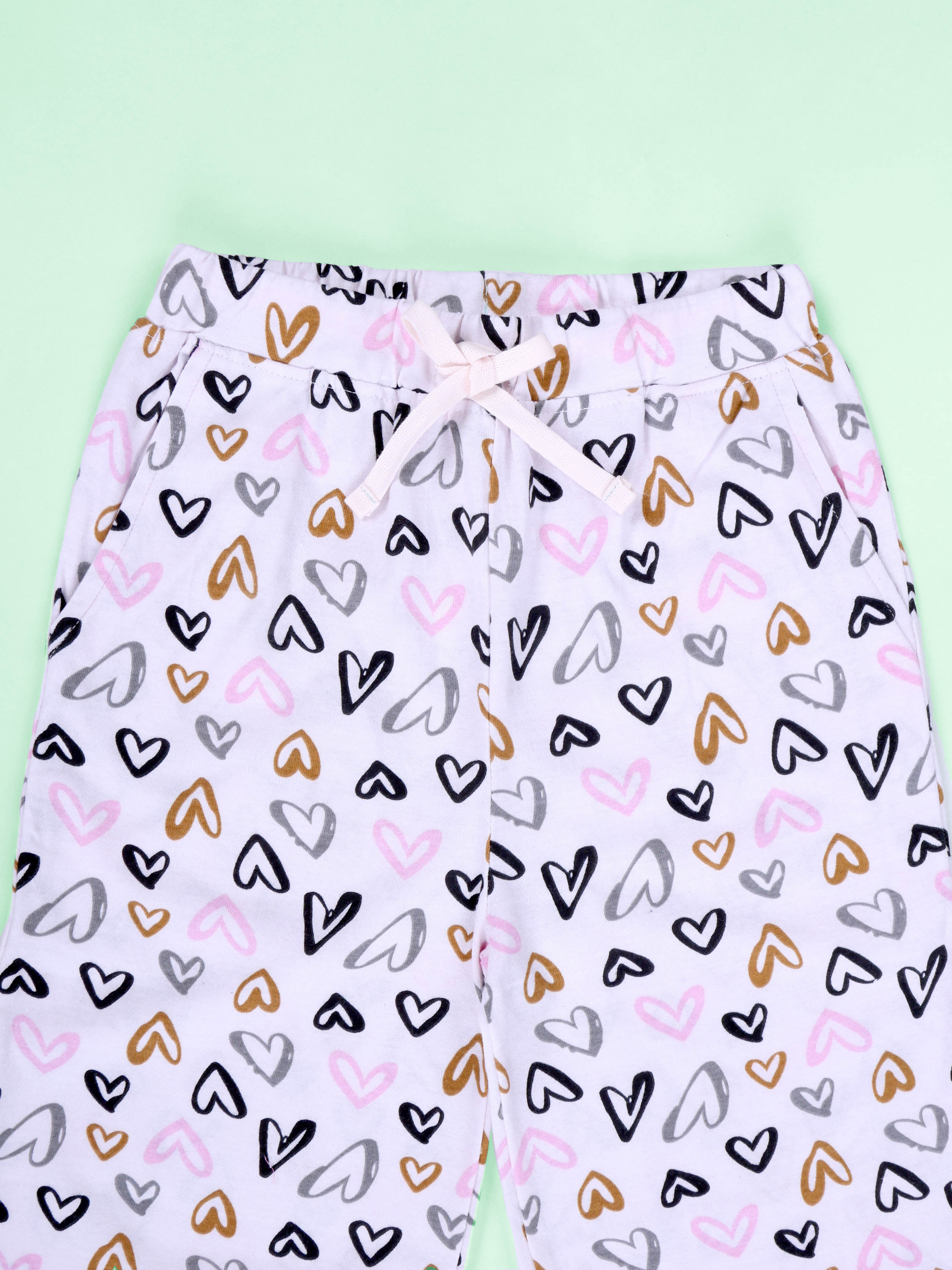 Girls Cotton All over Printed Pyjama Pack of 2