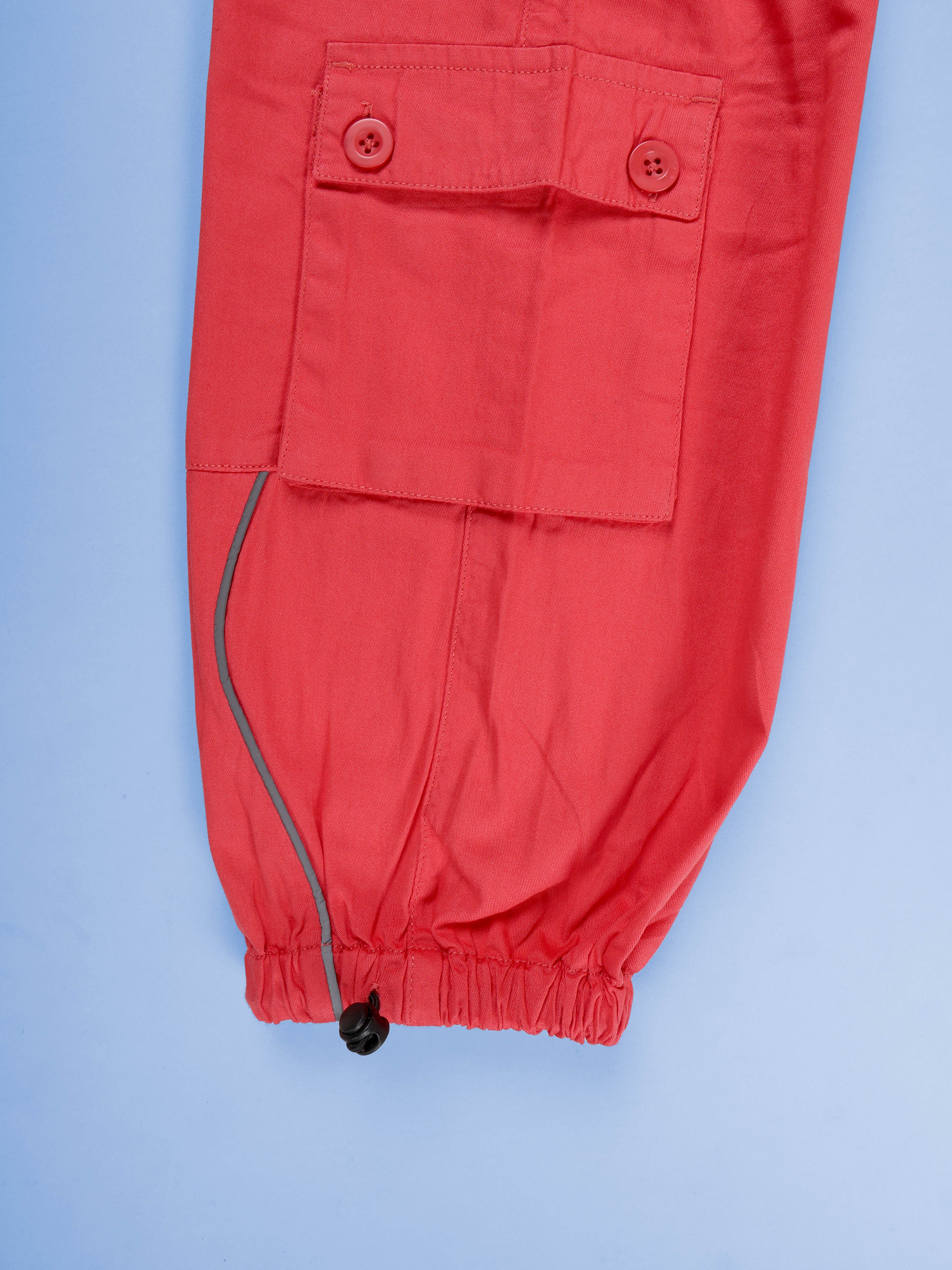 Kiddopanti Girls Cotton Woven Solid Parachute Cargo Pant