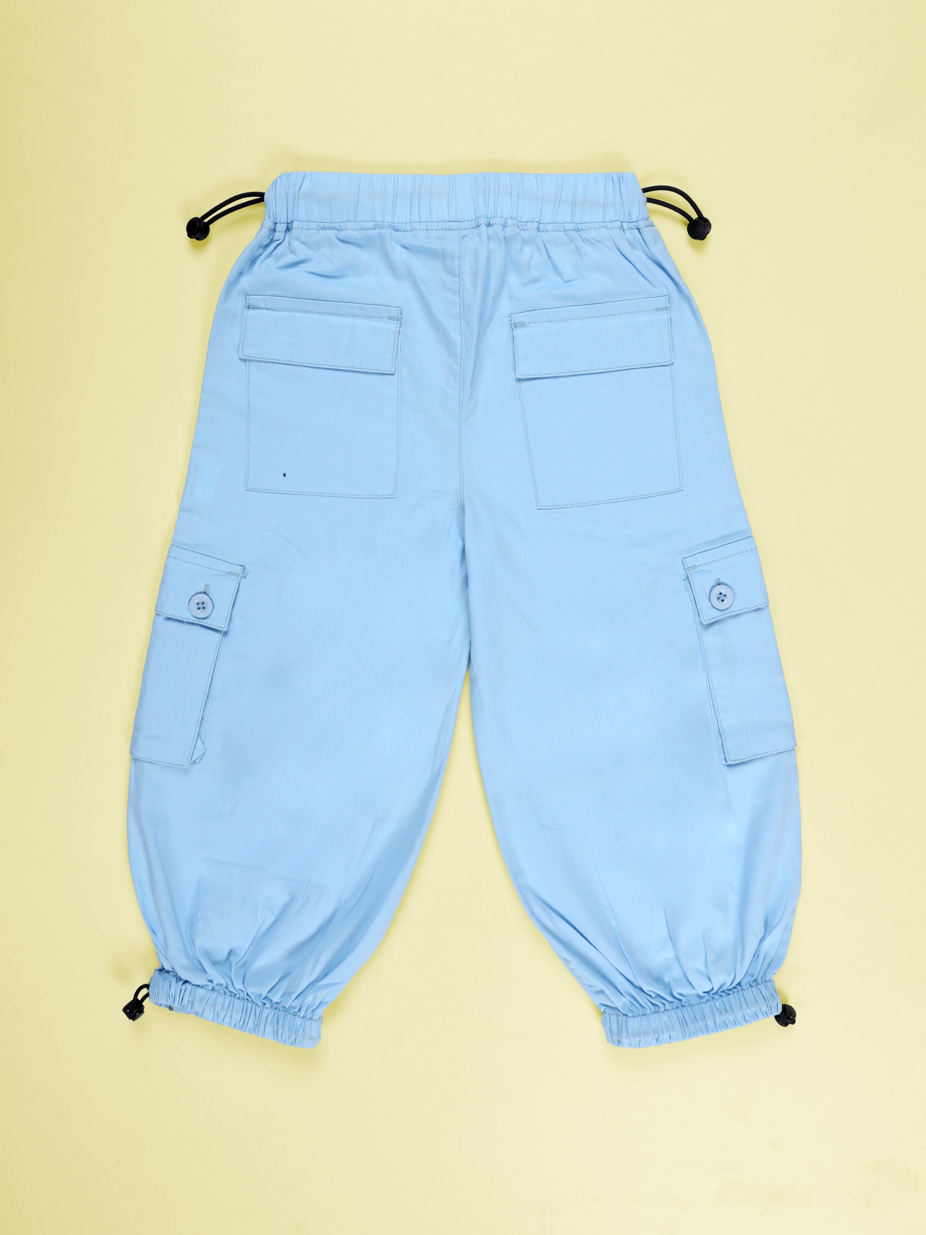 Kiddopanti Girls Cotton Woven Solid Parachute Cargo Pant