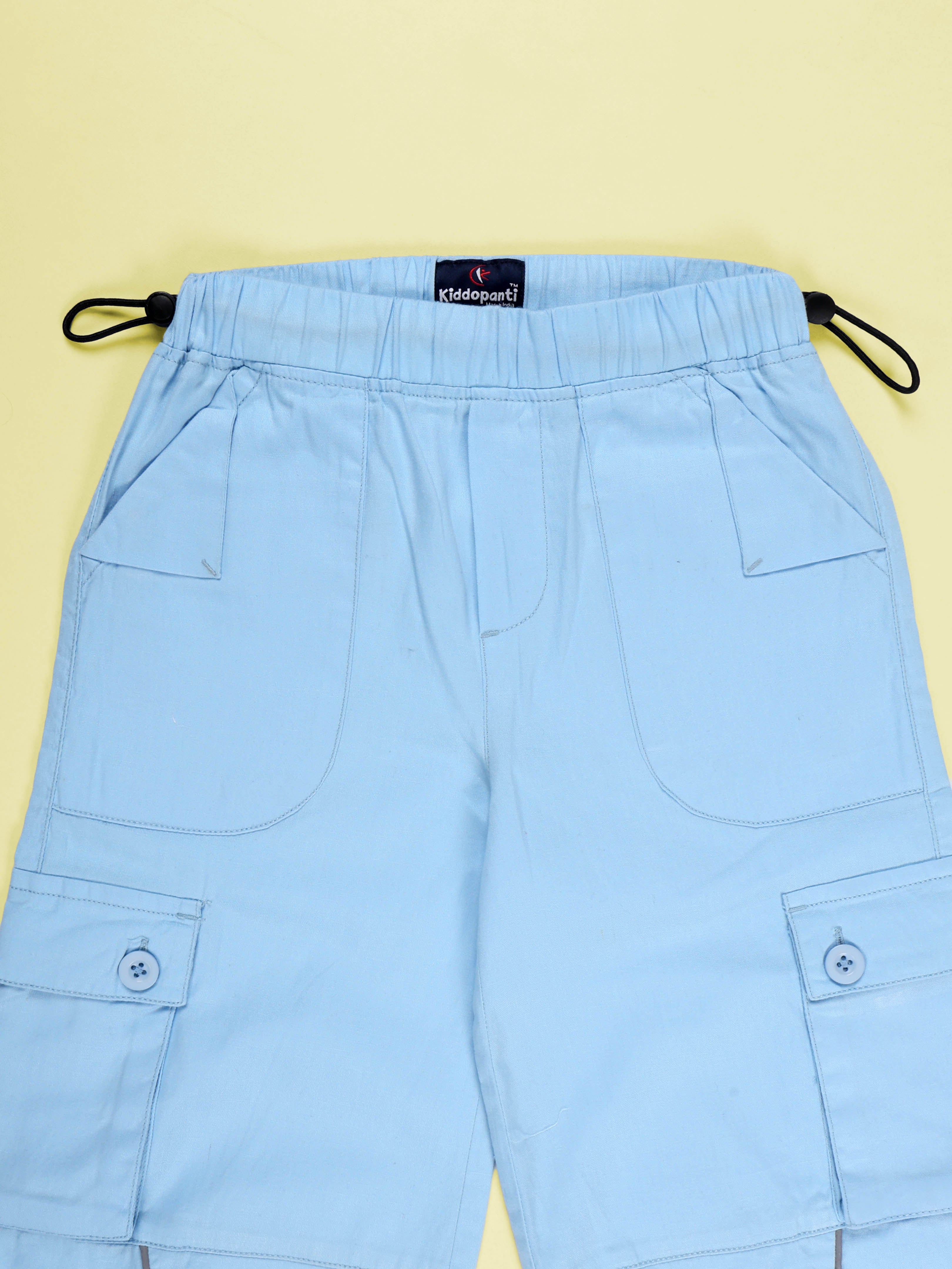 Kiddopanti Girls Cotton Woven Solid Parachute Cargo Pant