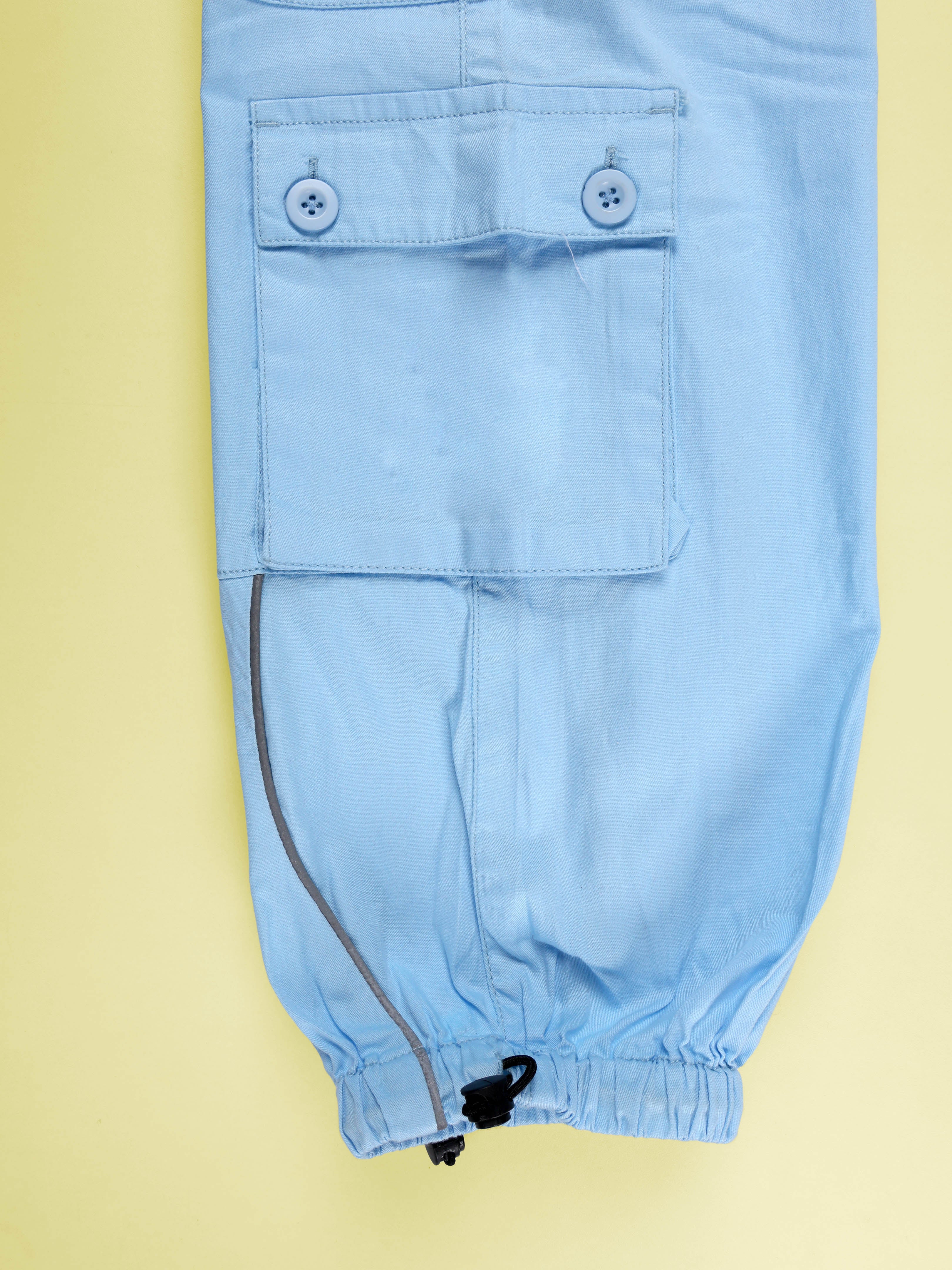 Kiddopanti Girls Cotton Woven Solid Parachute Cargo Pant