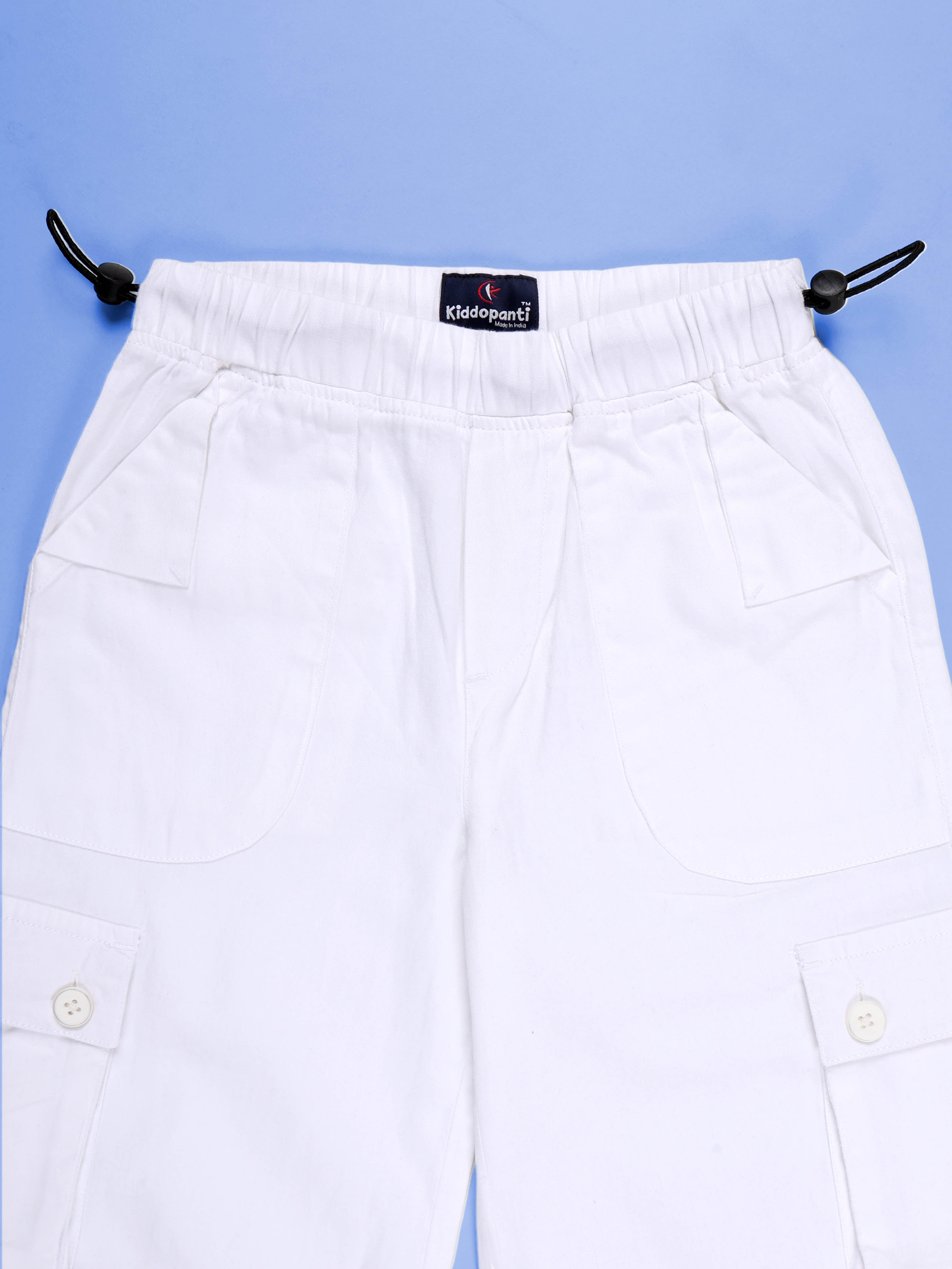 Kiddopanti Girls Cotton Woven Solid Parachute Cargo Pant