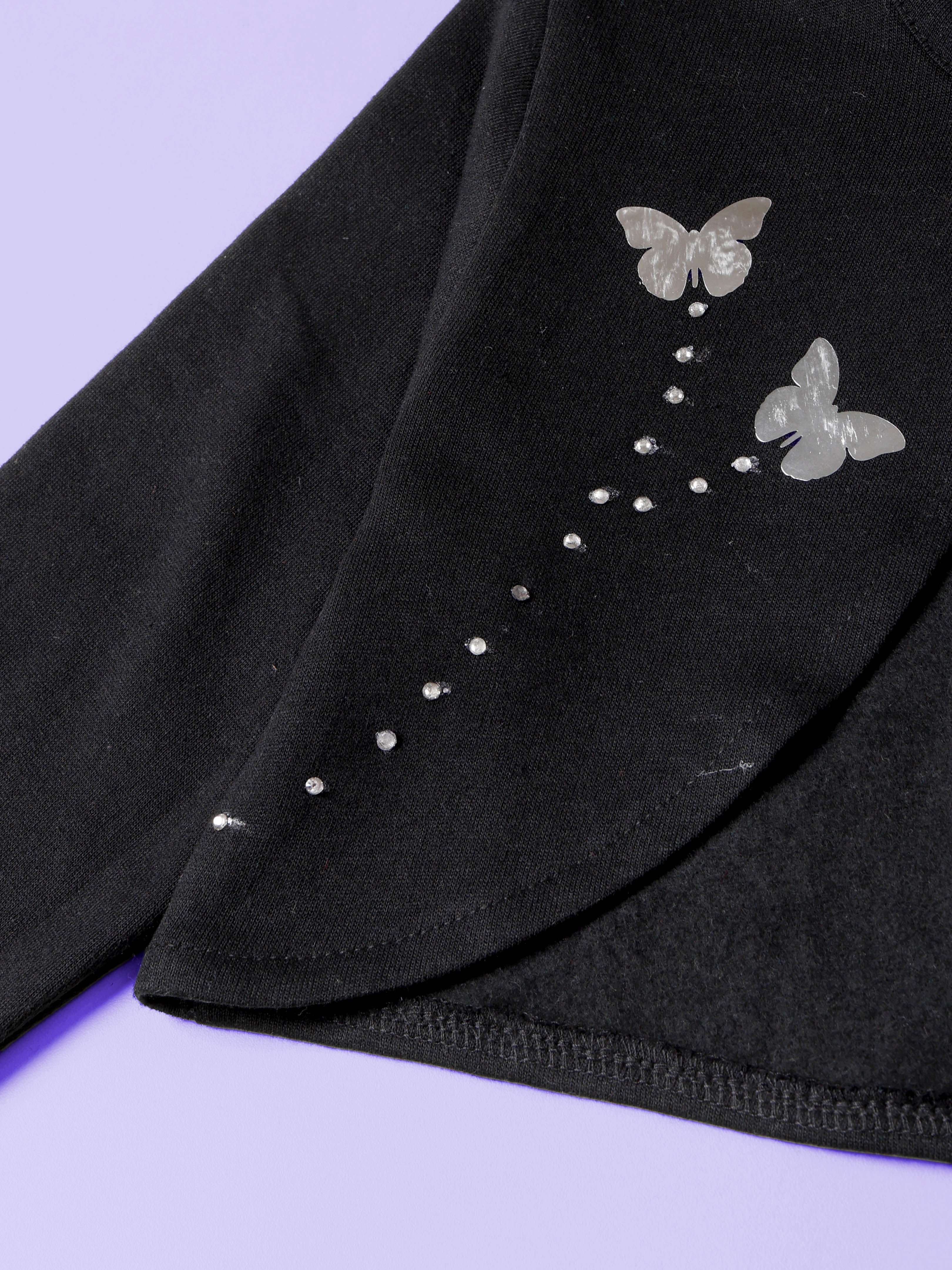 Girls Fleece Shrug with Butterfly & Rhinestone Applique