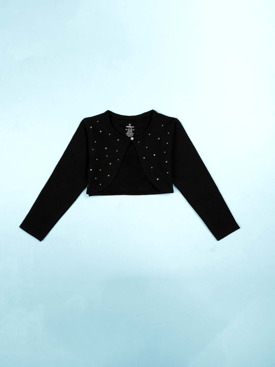 Girls Cotton Fleece Shrug with Rhinestones