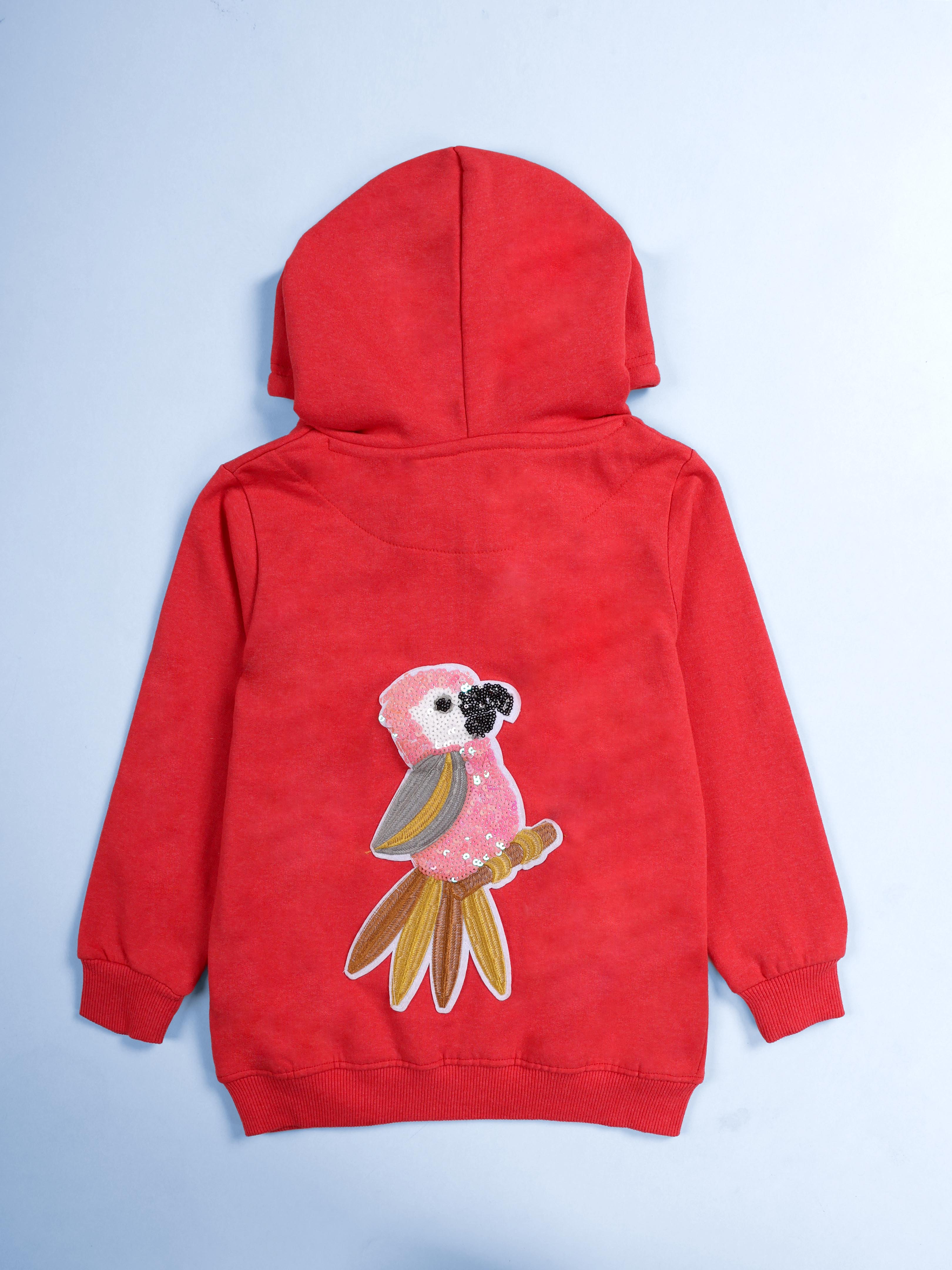 Kiddopanti Girls Fleece Graphic Printed Pullover Hooded Sweatshirt with Flower Applique