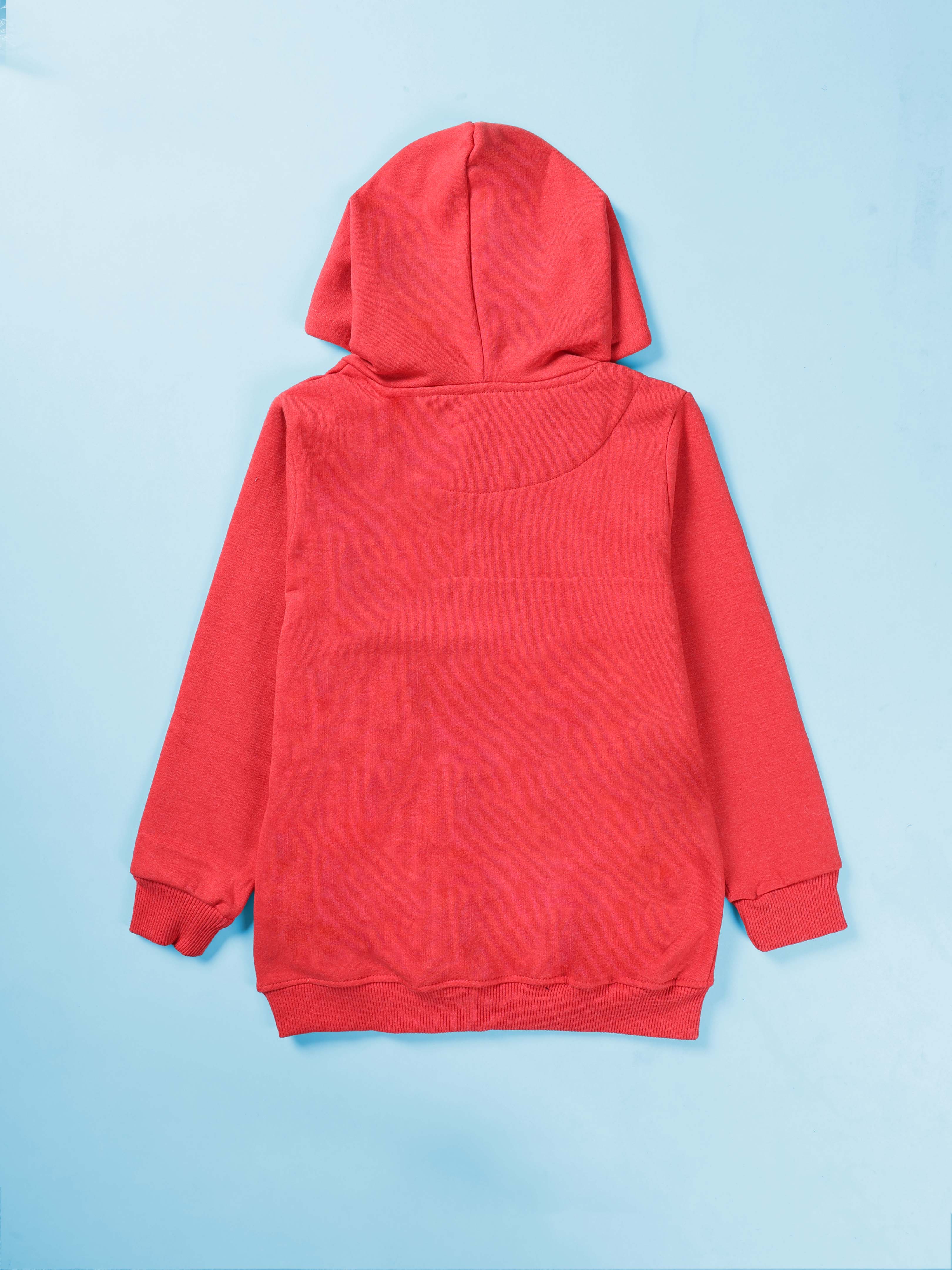 Girls Cotton Fleece Full Sleeves Solid Hooded Sweatshirt With Flower Beads