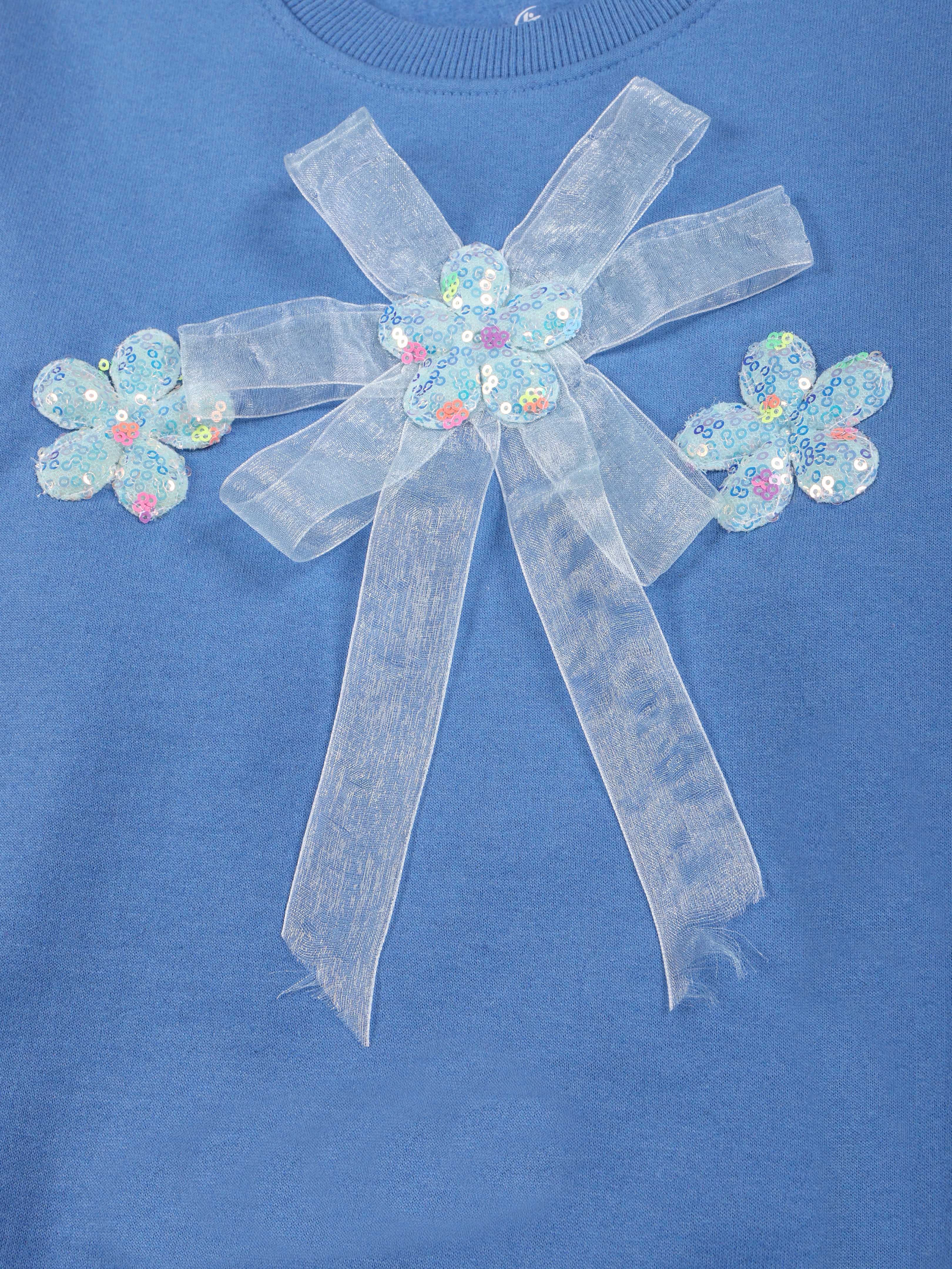 Kiddopanti Girls Fleece Round Neck Full Sleeve Sweatshirt With Badges Pack of 2