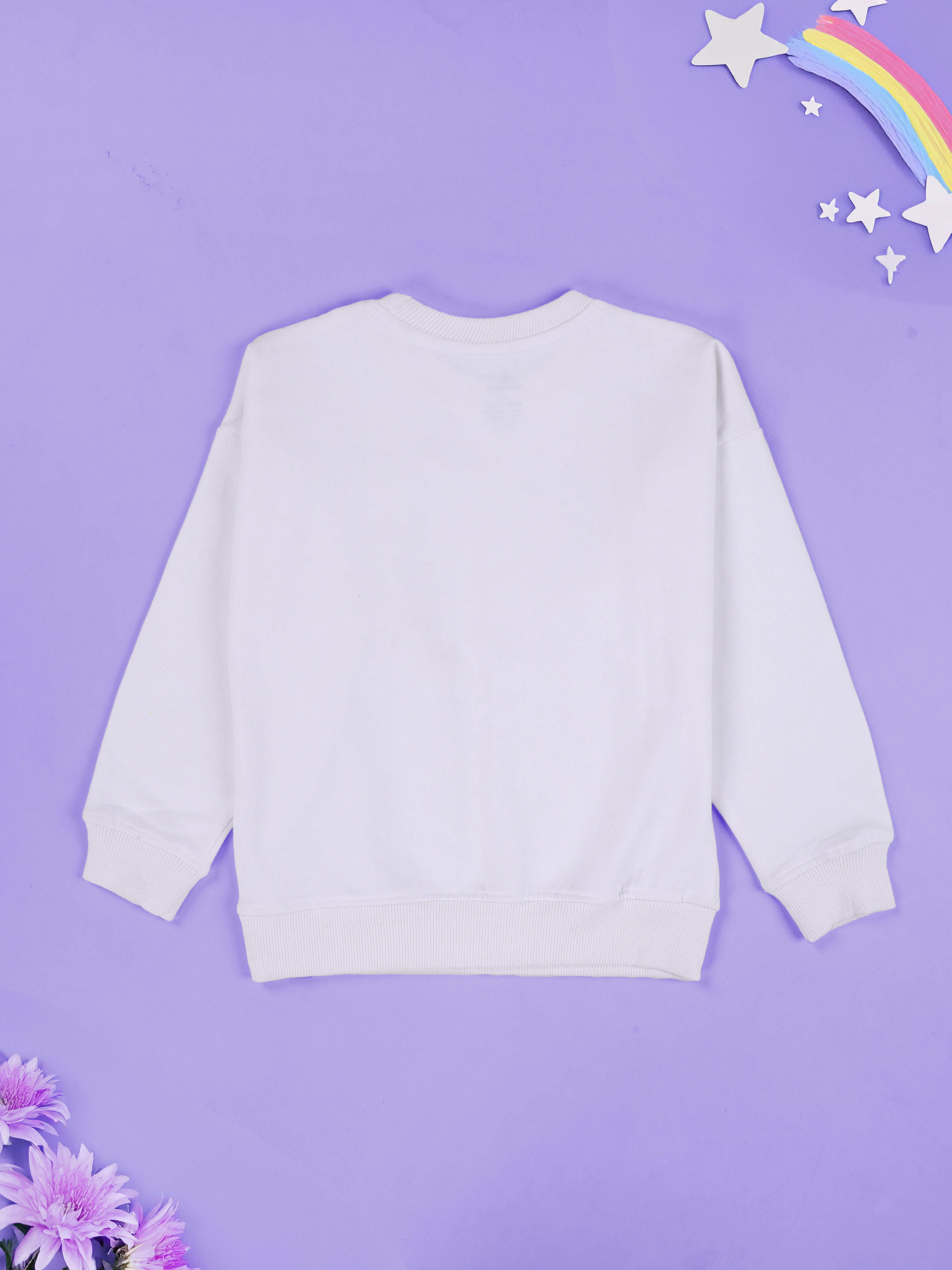 Kiddopanti Girls Fleece Round Neck Full Sleeve Sweatshirt With Badges Pack of 2