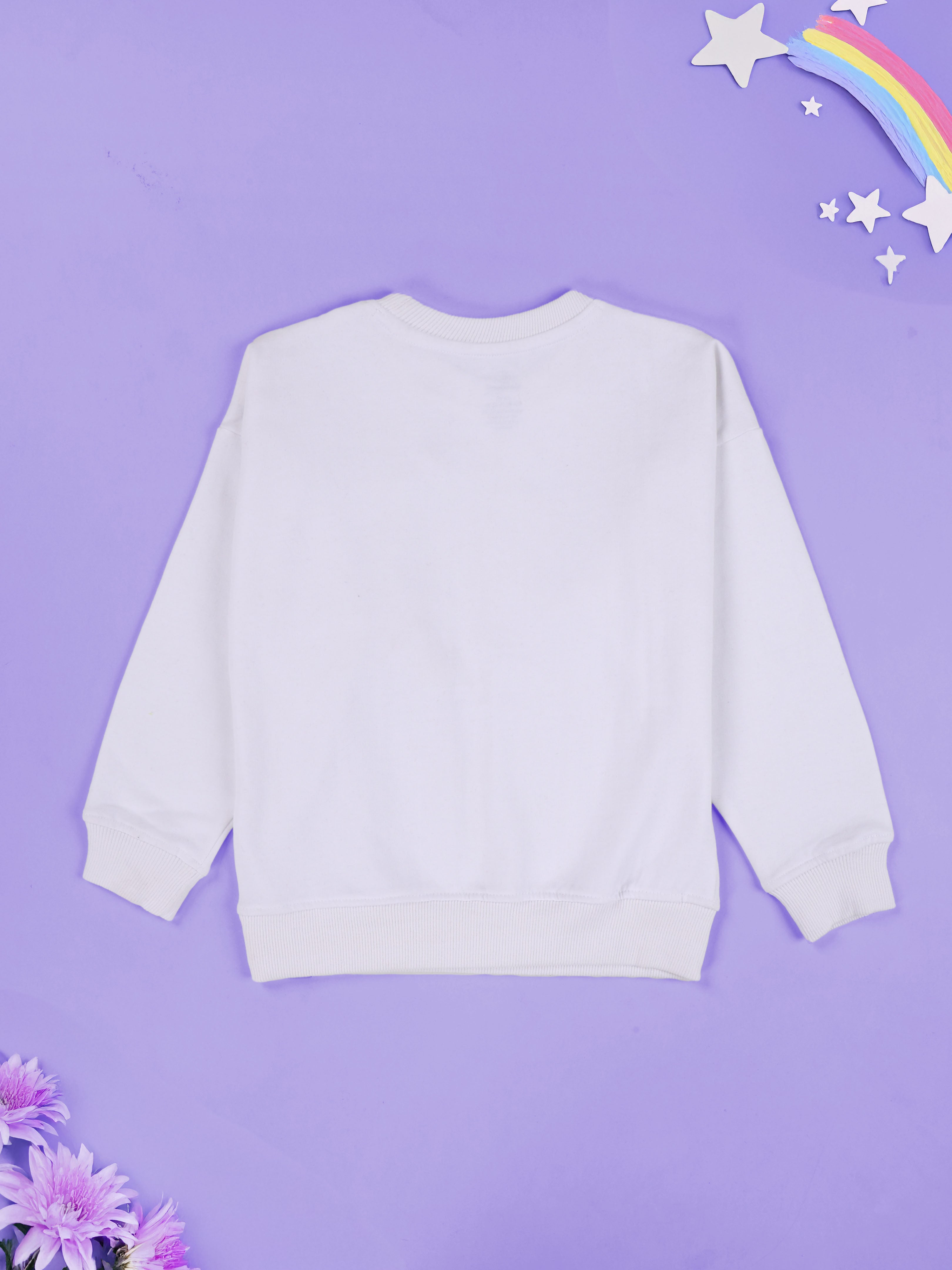 Kiddopanti Girls Fleece Round Neck Full Sleeve Sweatshirt With Badges Pack of 2