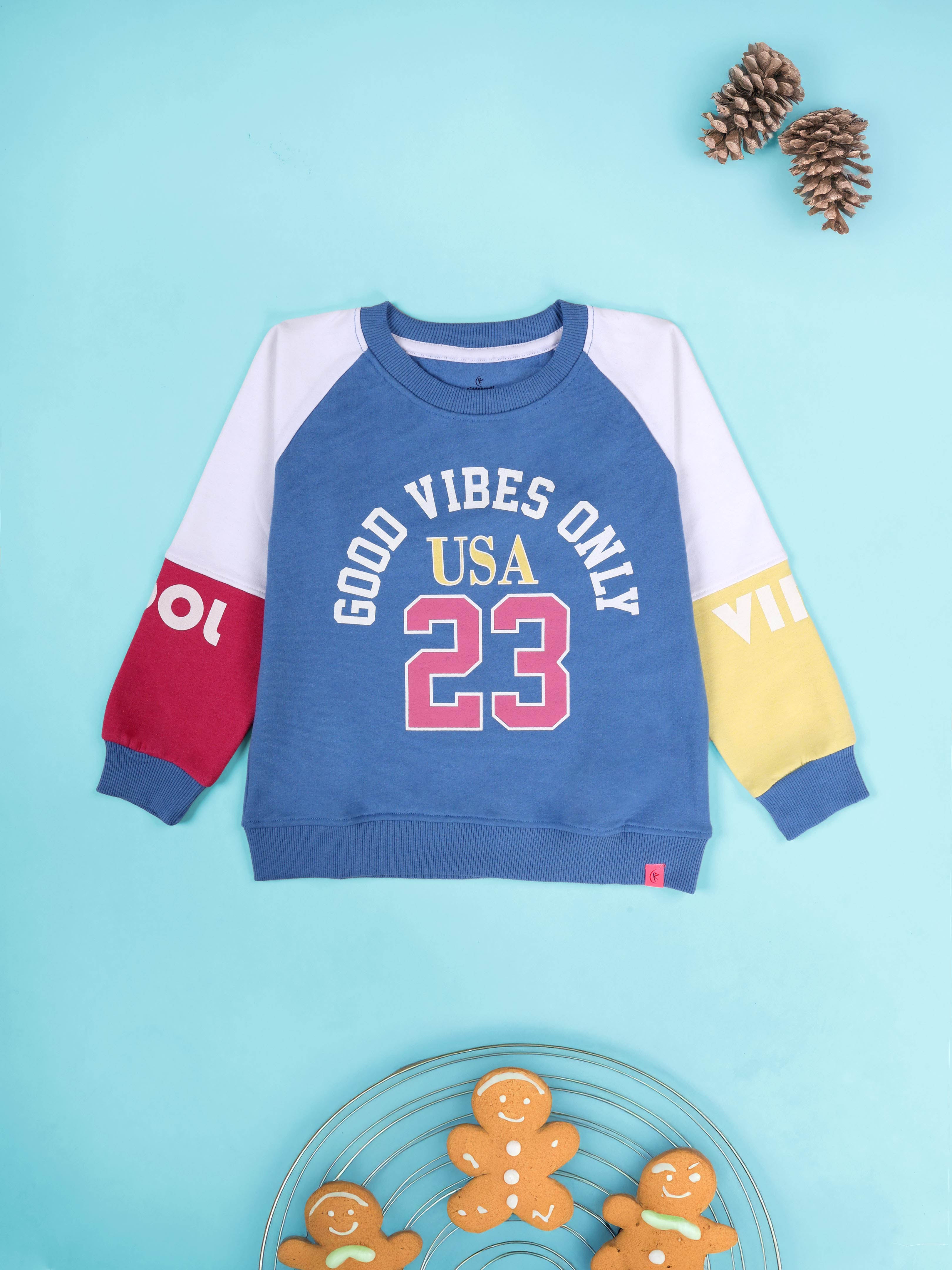 Kiddopanti Girls Fleece Colorblock Round Neck Pullover Sweatshirt with Flared Utility Cargo Pant Set