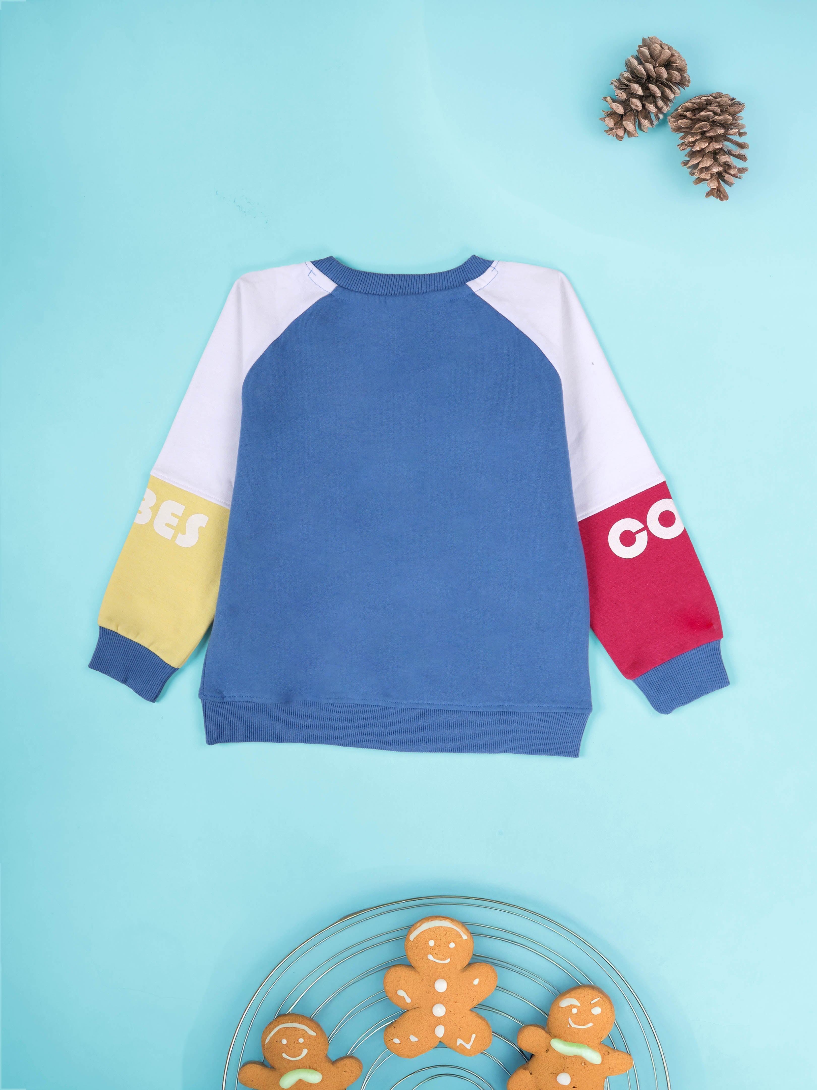 Kiddopanti Girls Fleece Colorblock Round Neck Pullover Sweatshirt with Flared Utility Cargo Pant Set