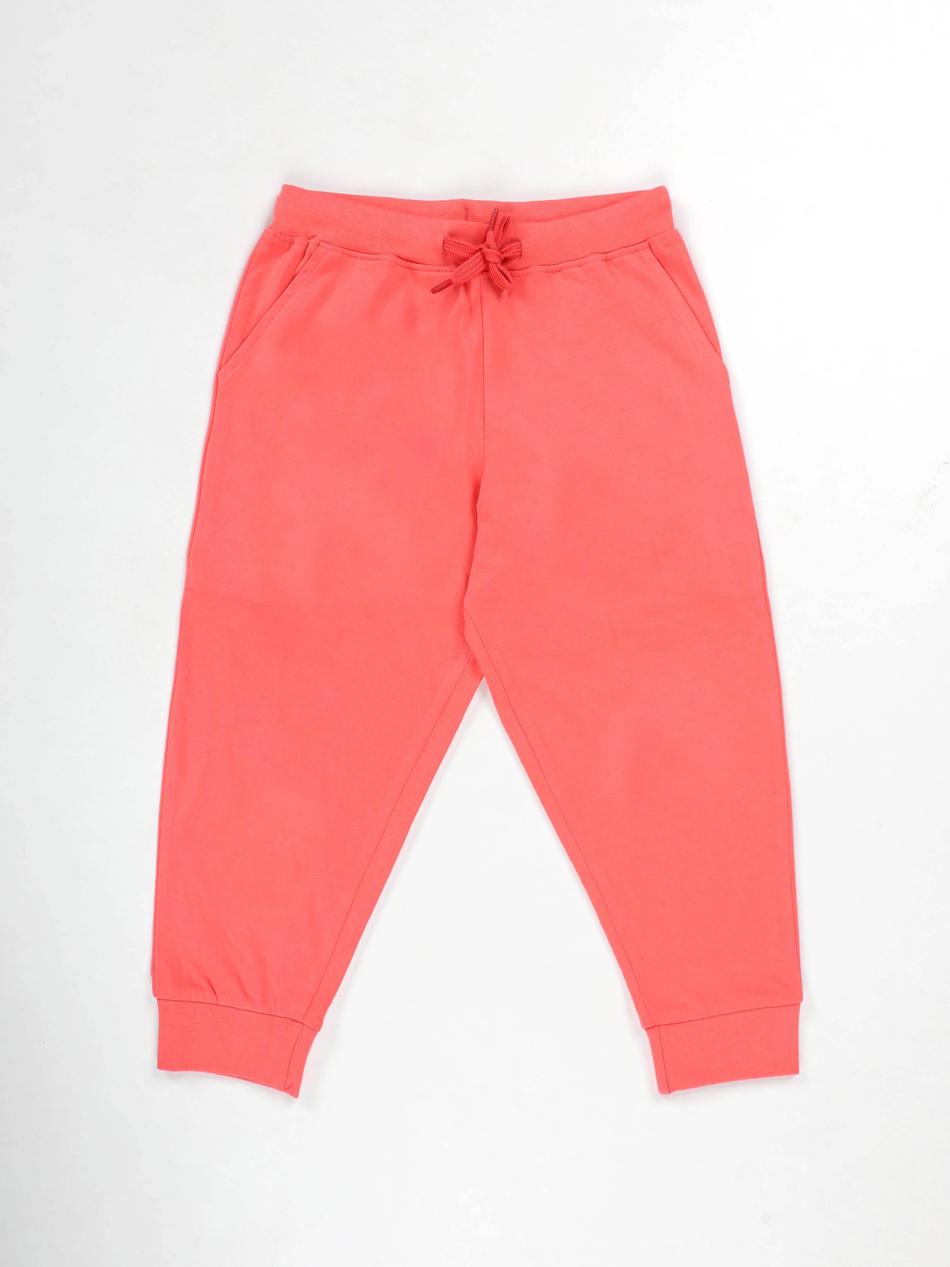 KiddoPanti Girls 100% Cotton Solid Jogger Track Pant