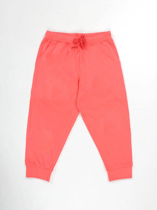 KiddoPanti Girls 100% Cotton Solid Jogger Track Pant