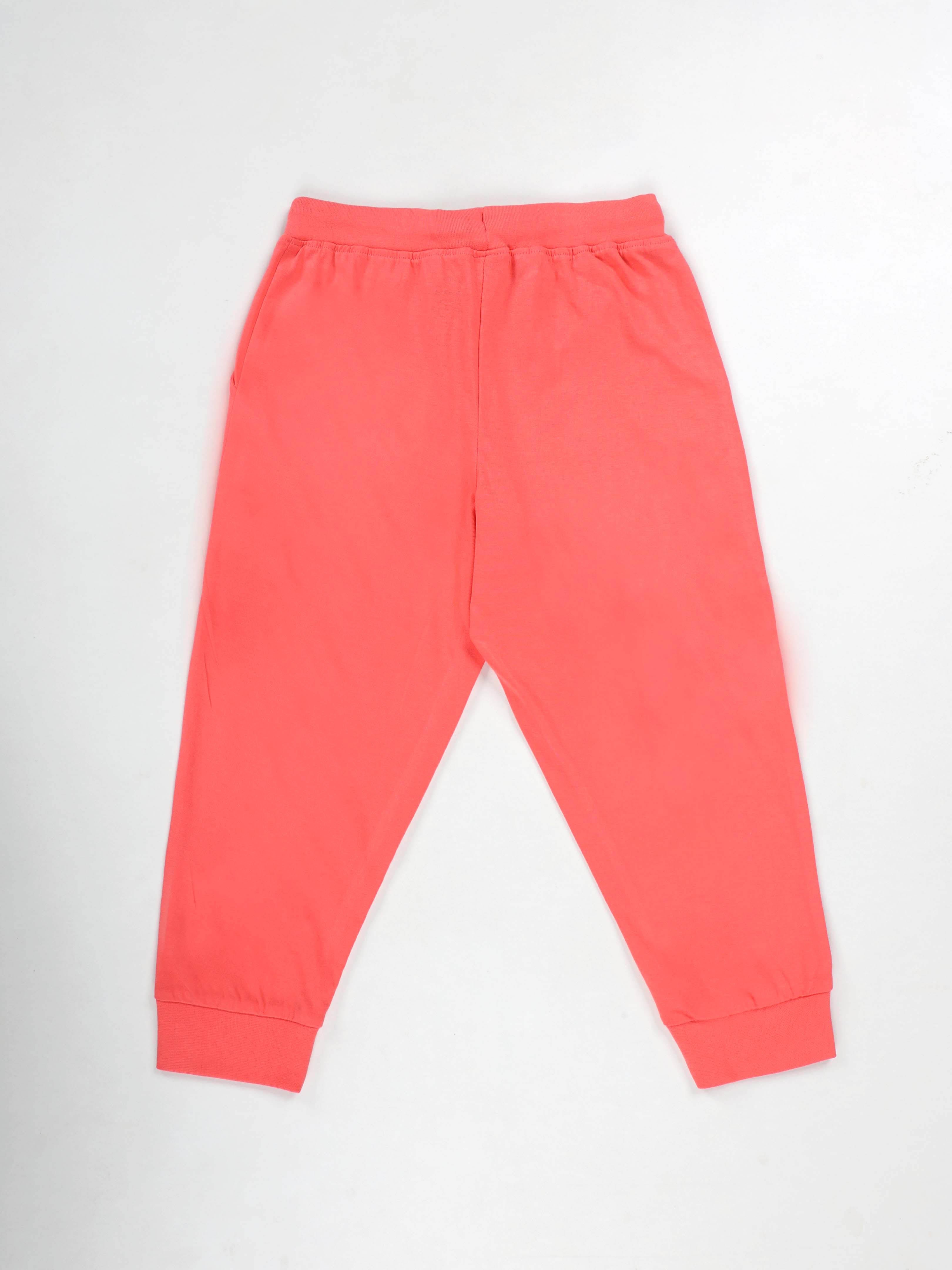 KiddoPanti Girls 100% Cotton Solid Jogger Track Pant