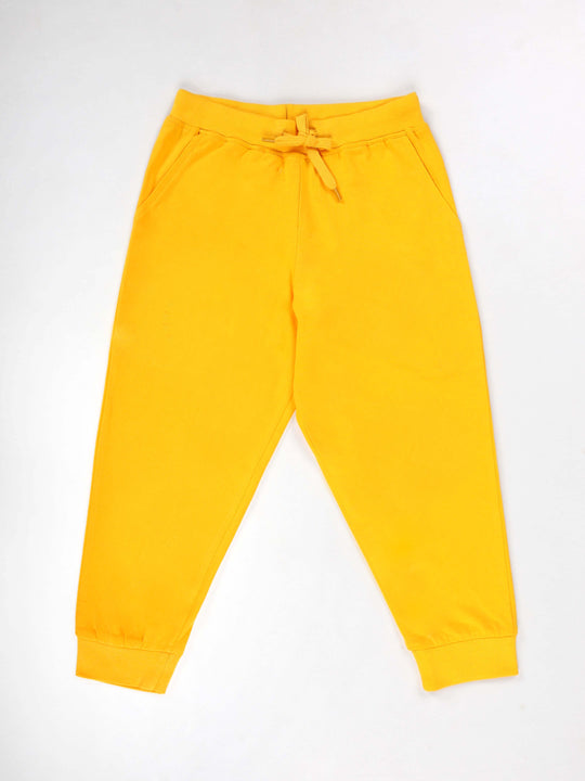 KiddoPanti Girls 100% Cotton Solid Jogger Track Pant