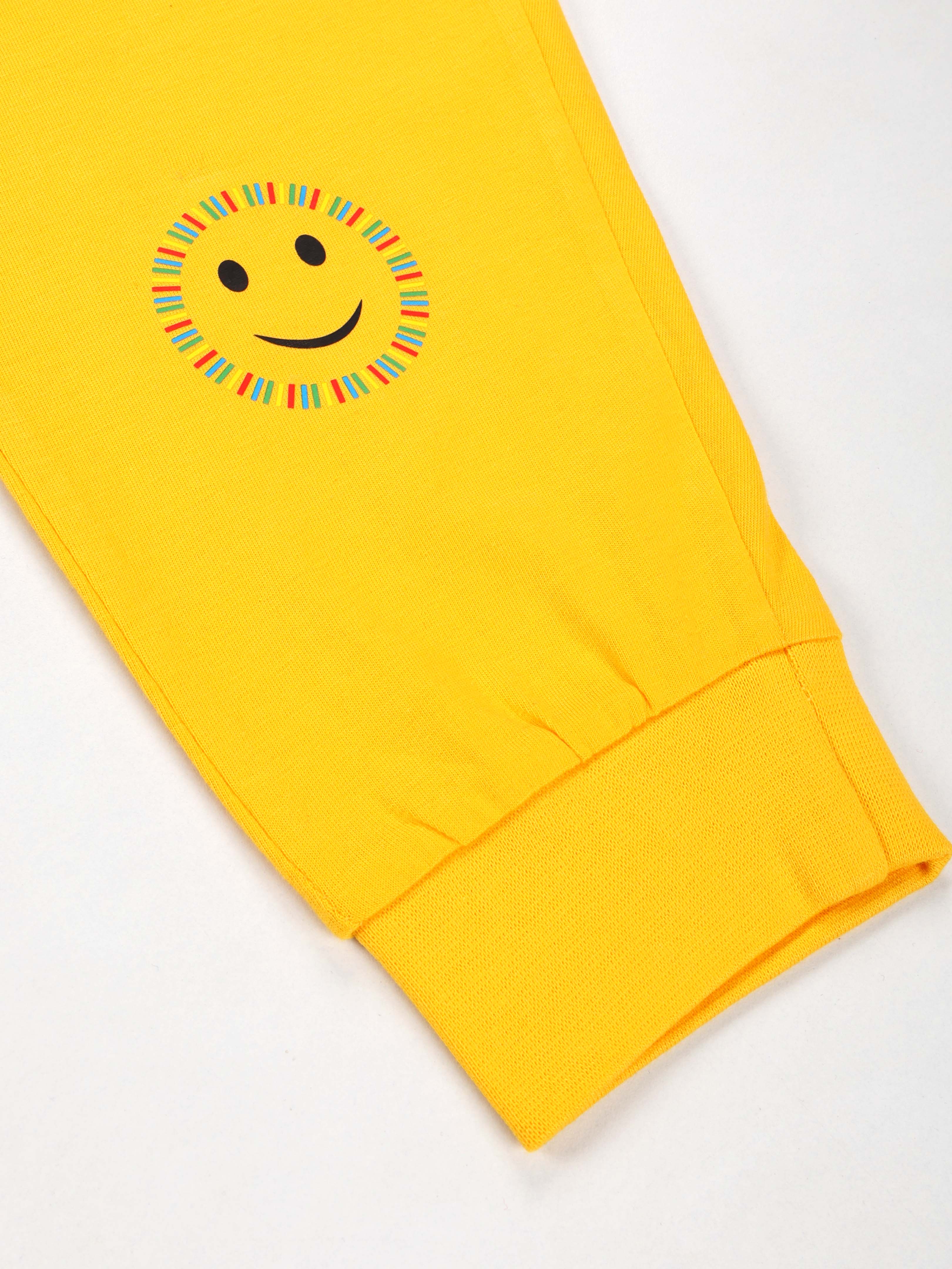 KiddoPanti Girls 100% Cotton Smileys Printed Track Pant