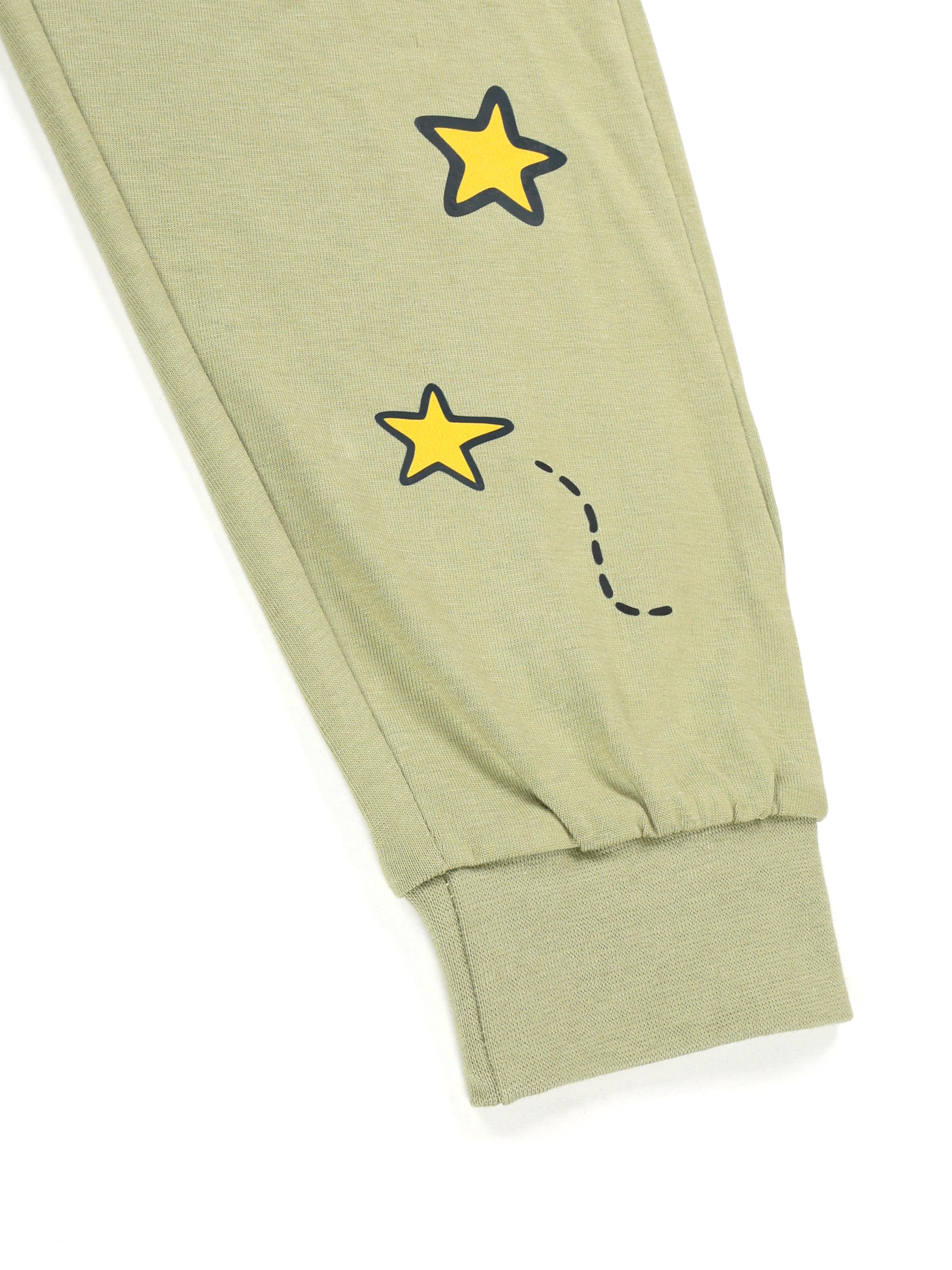 KiddoPanti Girls Cotton Printed Track Pant with Multi Badge Pack of 2