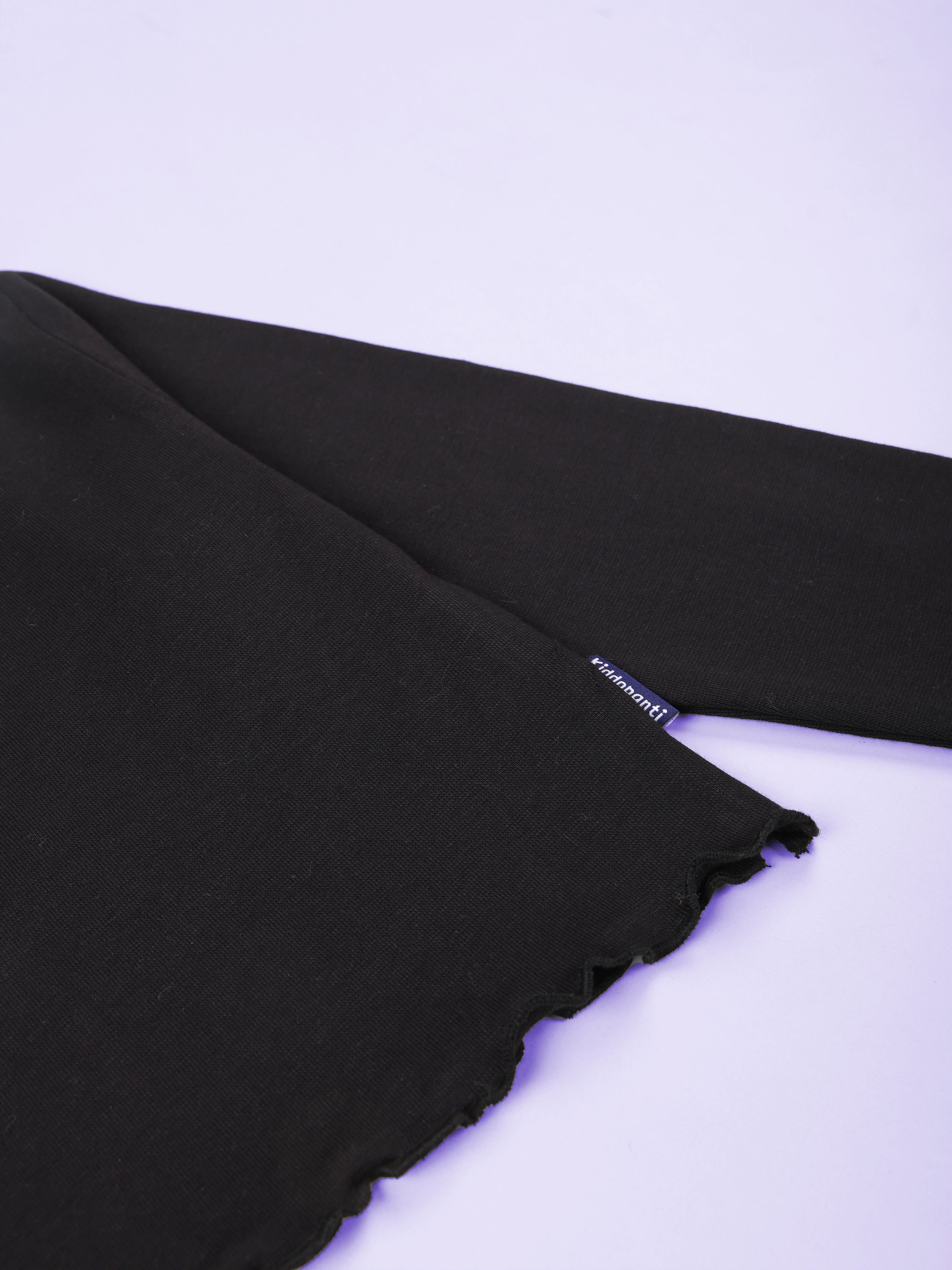 Kiddopanti Girls 100% Cotton Solid Full Sleeve Crop Tee