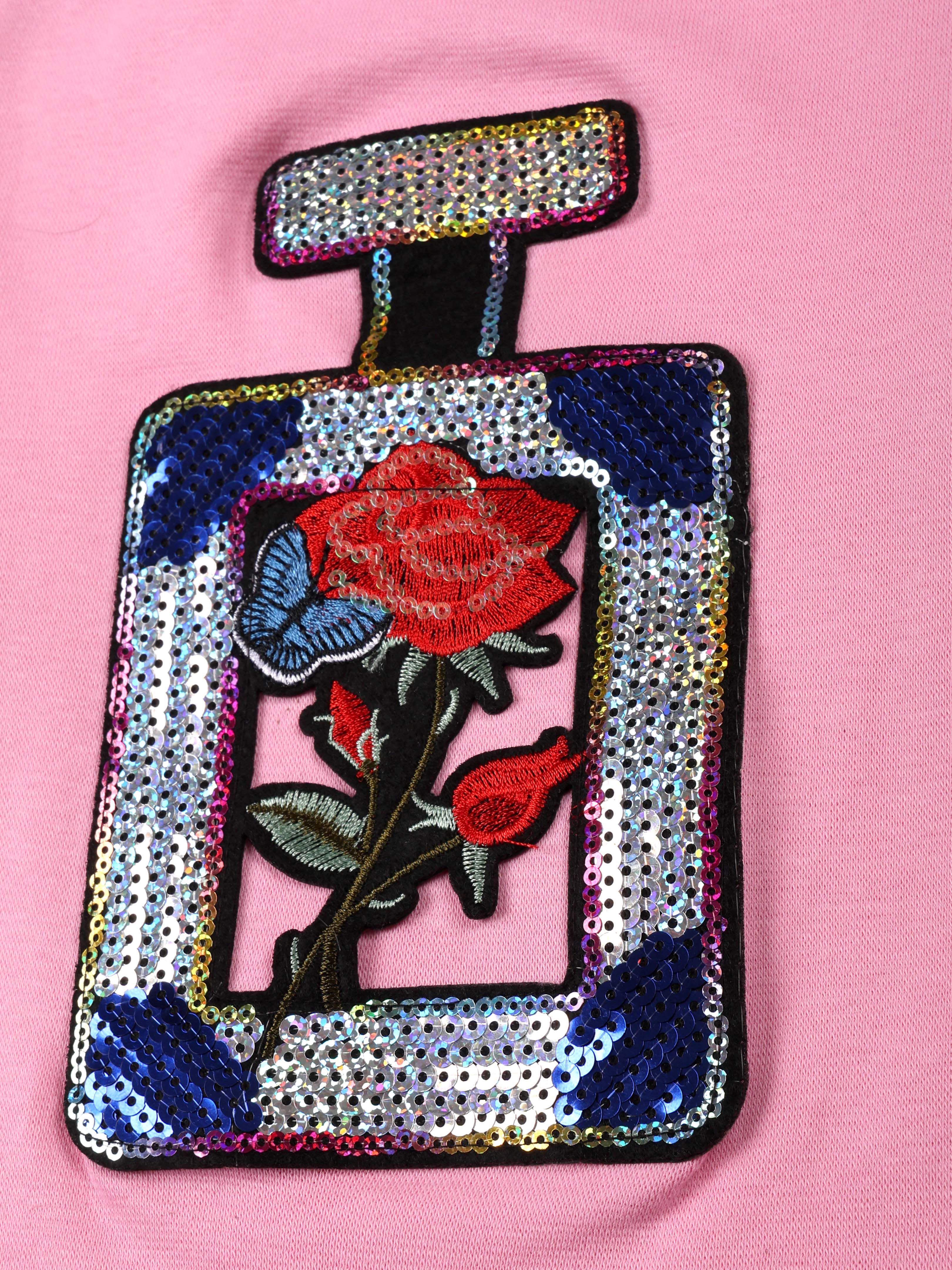 Kiddopanti Cotton Knit Full Sleeves Applique Crop Length Ribbed Tee