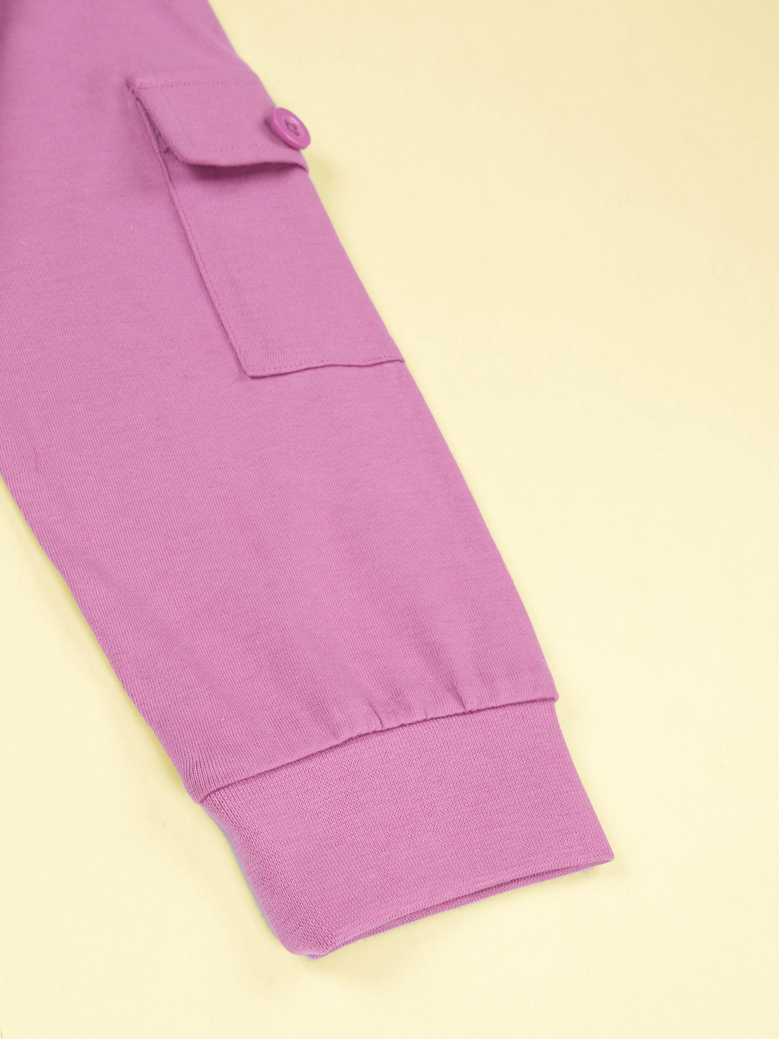 Kiddopanti Girls Cotton Full Sleeve Crop Length Round Neck Tee with Patch Pocket