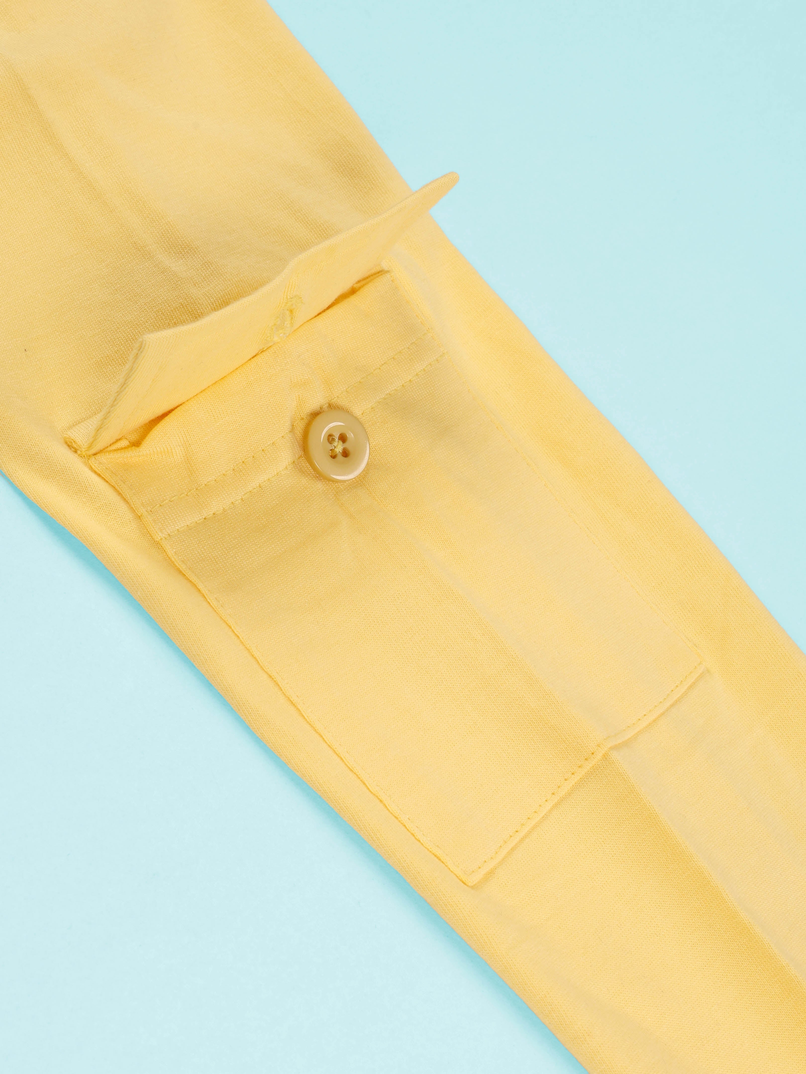 Kiddopanti Girls Cotton Full Sleeve Crop Length Round Neck Tee with Patch Pocket