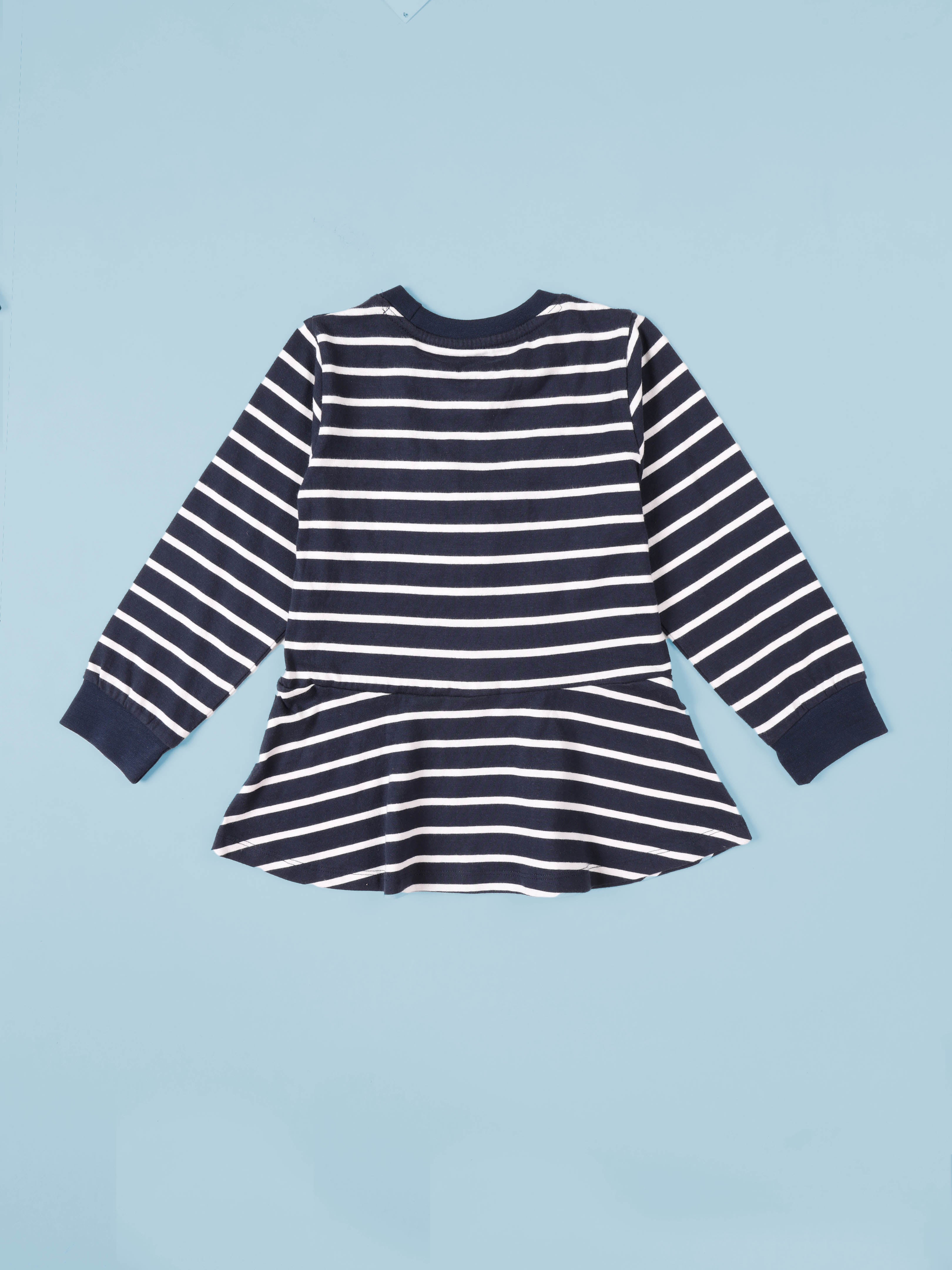 Kiddopanti Girls 100% Cotton Stripe Full Sleeve Round Neck Top Tee