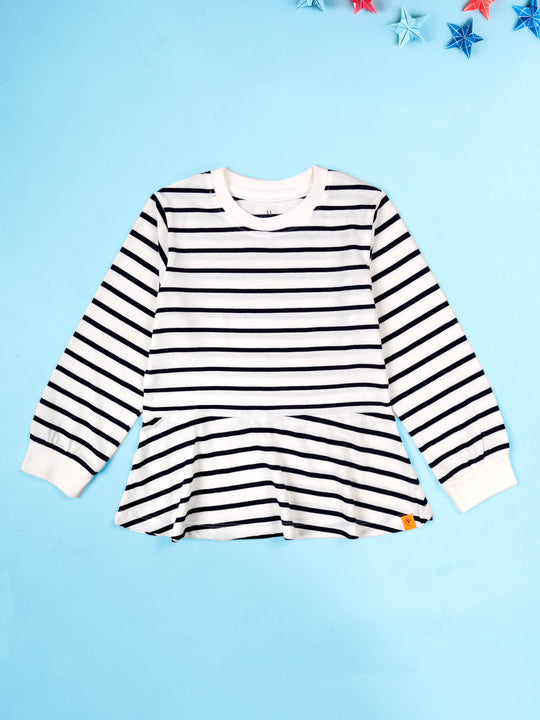 Kiddopanti Cotton Knit Full Sleeves Stripe Top
