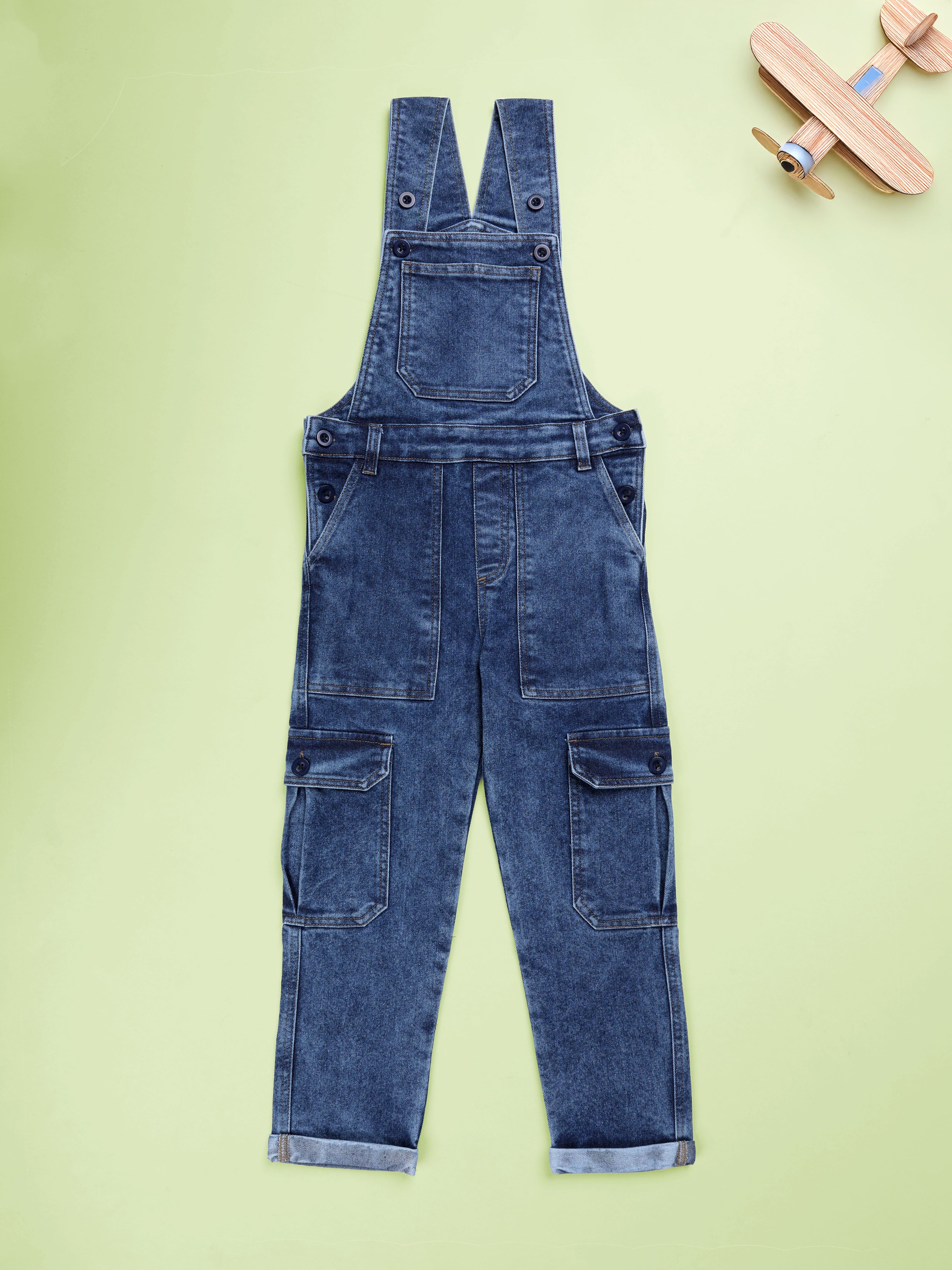 Unisex Denim Dungaree Pant With Cargo Pockets