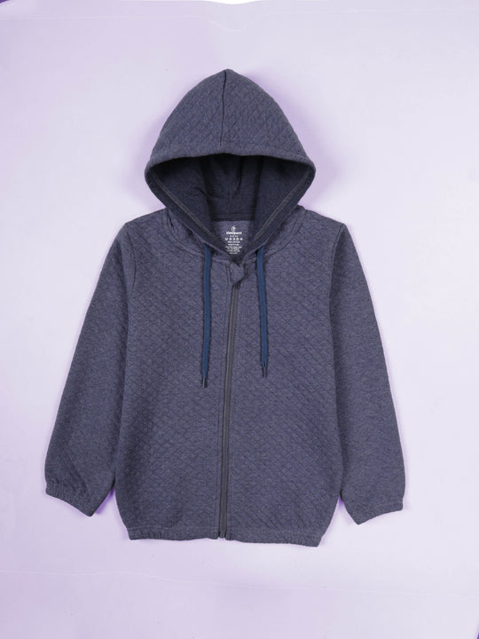 Kiddopanti Unisex Cotton Knitted Full Sleeves Solid Quilted Hooded Jacket