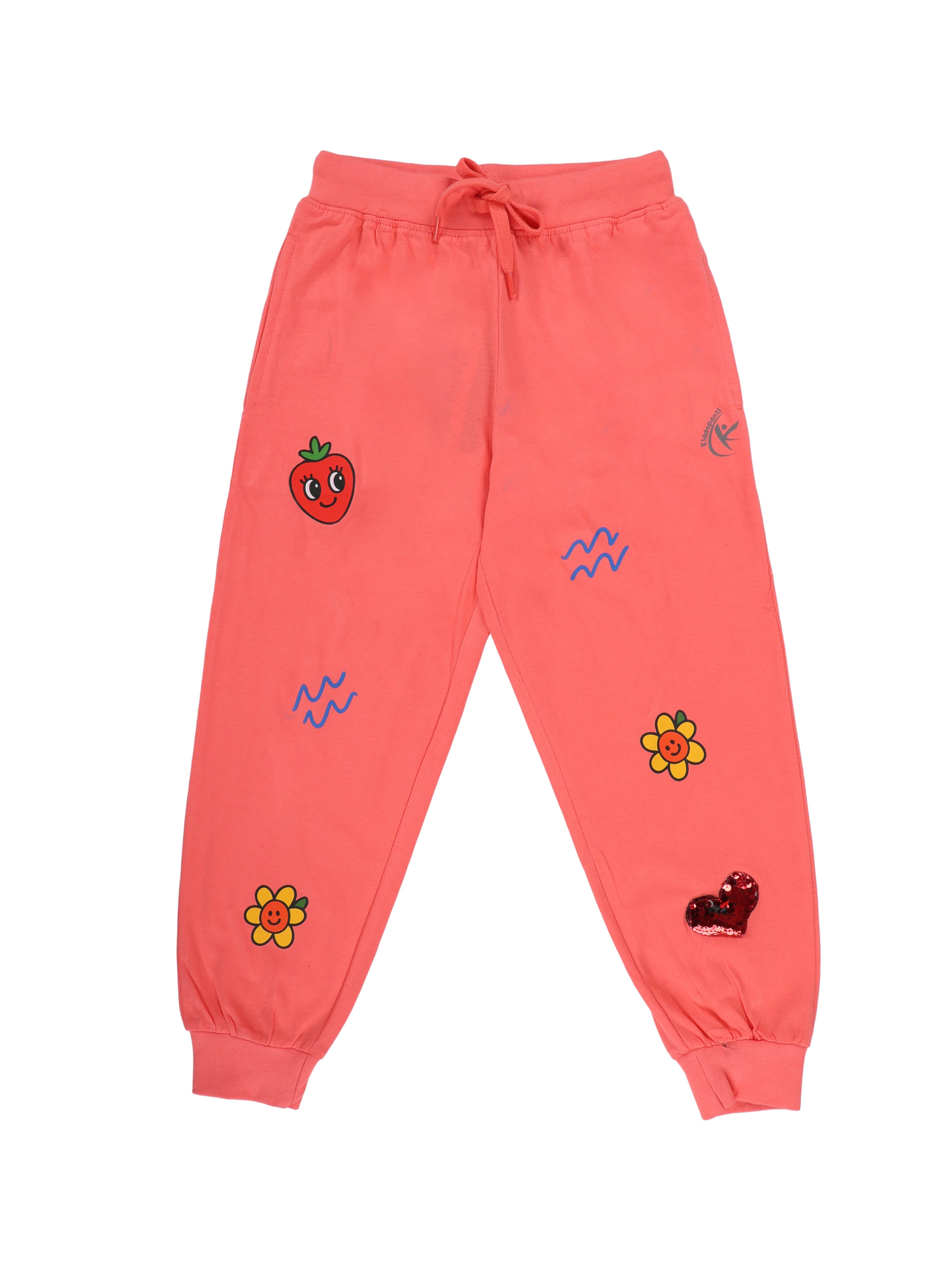 KiddoPanti Boys 100% Cotton Printed Track Pant with Badges