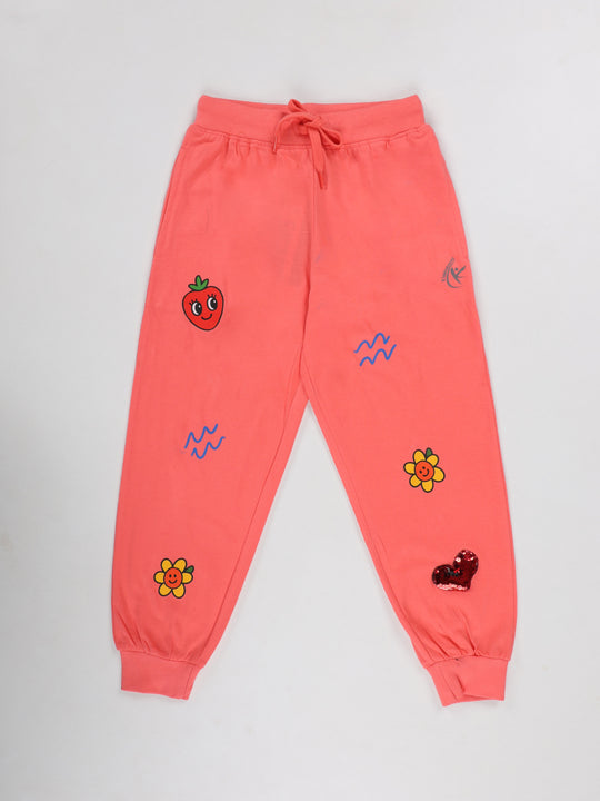 KiddoPanti Boys 100% Cotton Printed Track Pant with Badges