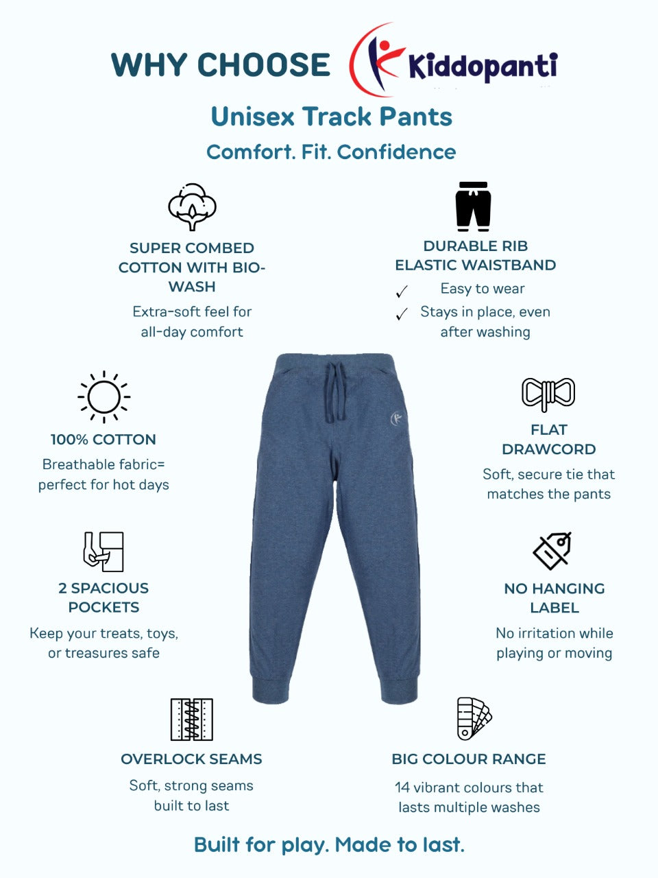 KiddoPanti Boys 100% Cotton Track Pant With Multi Badge