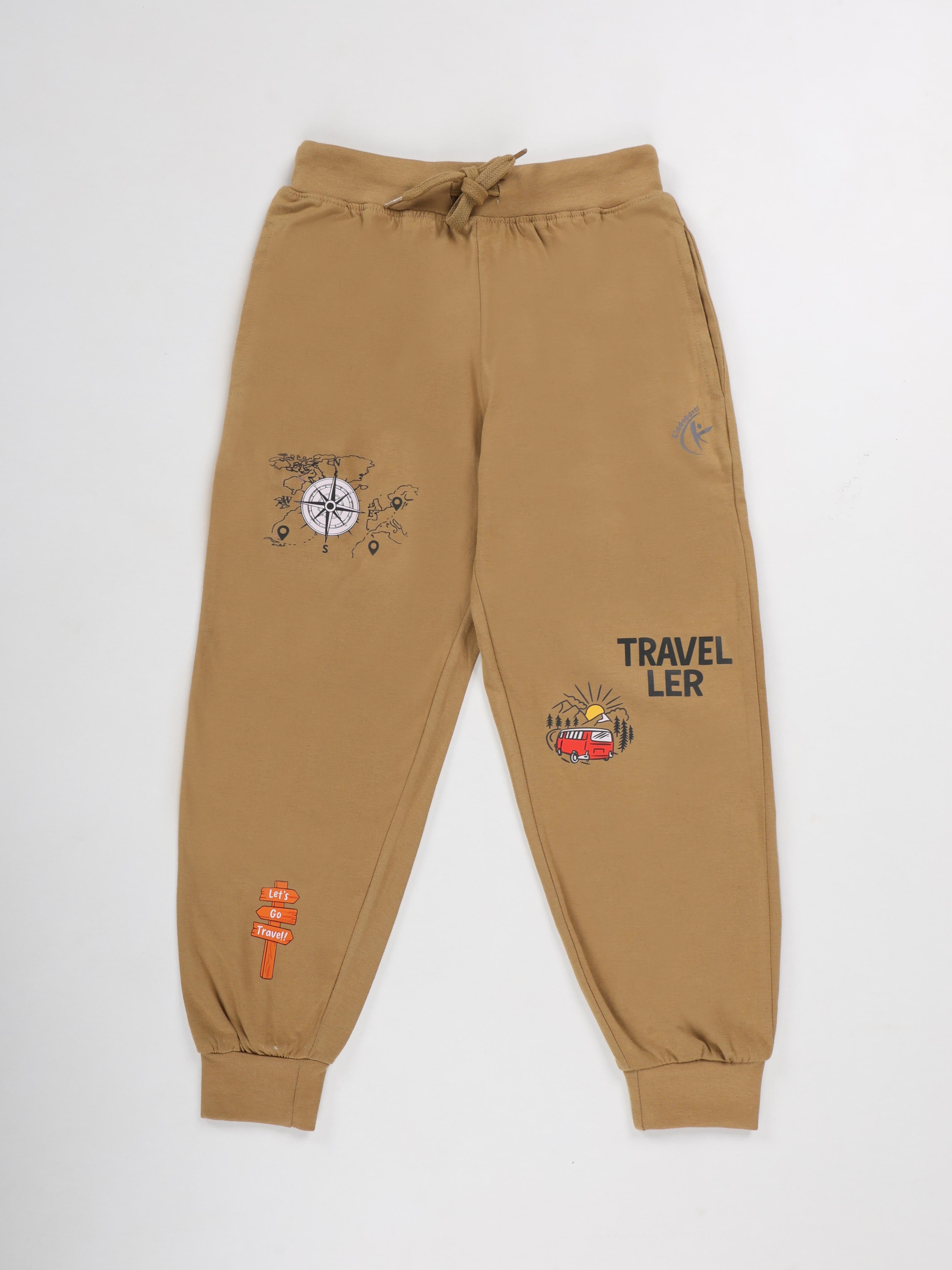KiddoPanti Boys 100% Cotton Track Pant With Multi Badge
