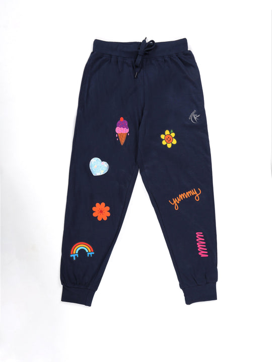 KiddoPanti Boys 100% Cotton Printed Track Pant with Badges