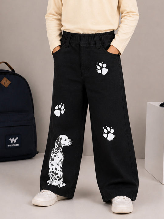Kiddopanti Boys Denim Woven Graphic Printed Baggy Fit Denim Jeans