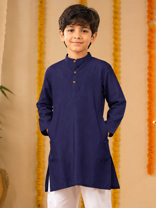 Kiddopanti Boys Rayon Woven Traditional Ethnic Solid Long Kurta