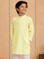 Kiddopanti Boys Rayon Woven Traditional Ethnic Solid Long Kurta - Off White / 1-2Y